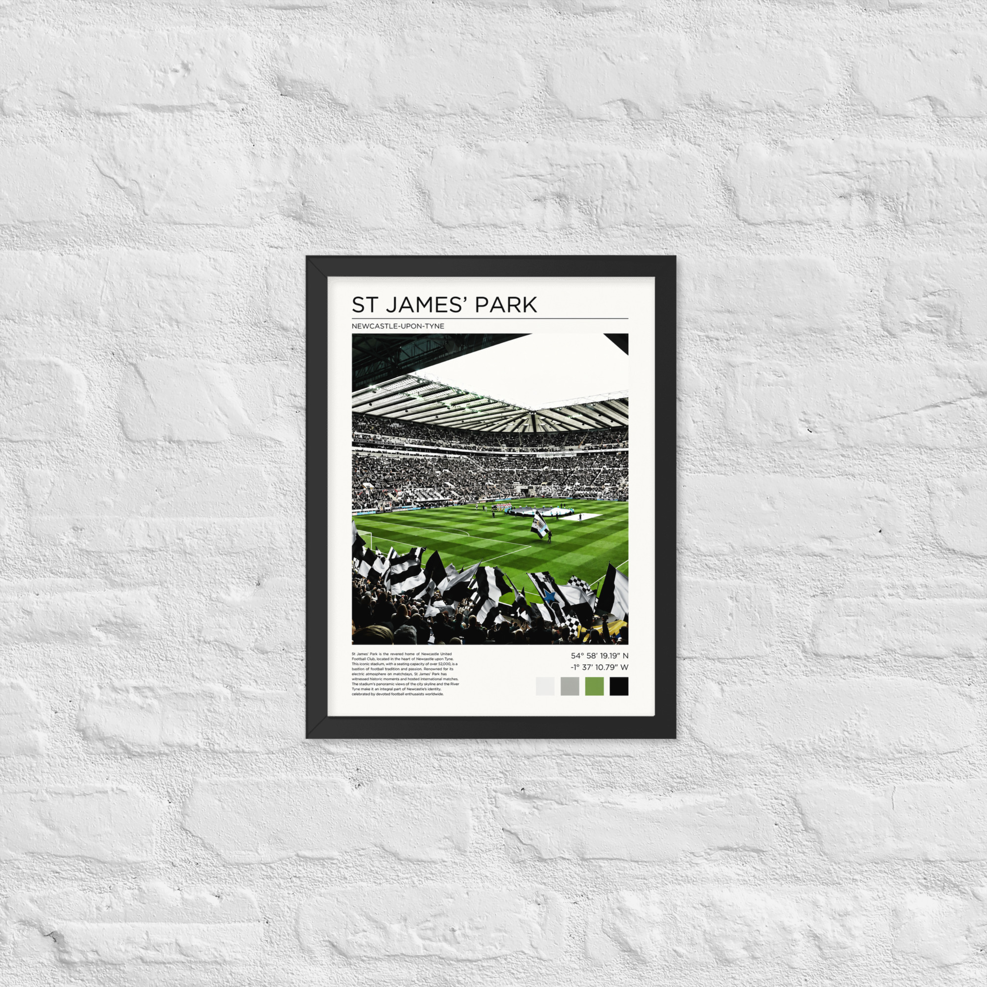 Newcastle United St James’ Park Art Print | Geordie Football Wall Art | Newcastle Fan Gift | Framed Poster - Image 2