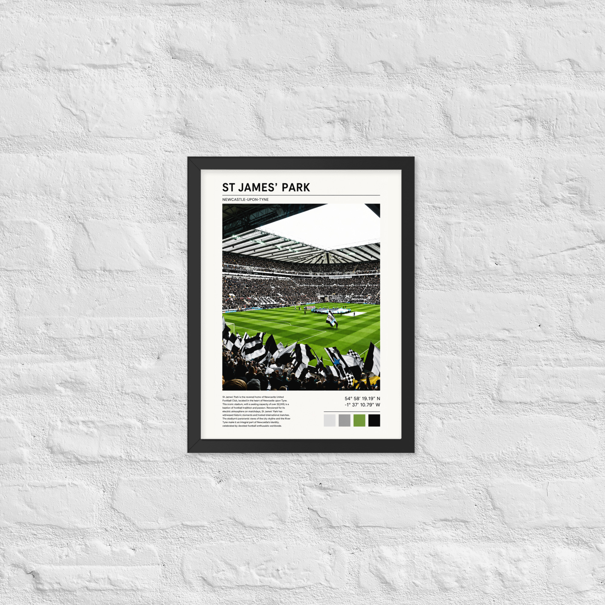 Newcastle United St James’ Park Art Print | Geordie Football Wall Art | Newcastle Fan Gift | Framed Poster - Image 2