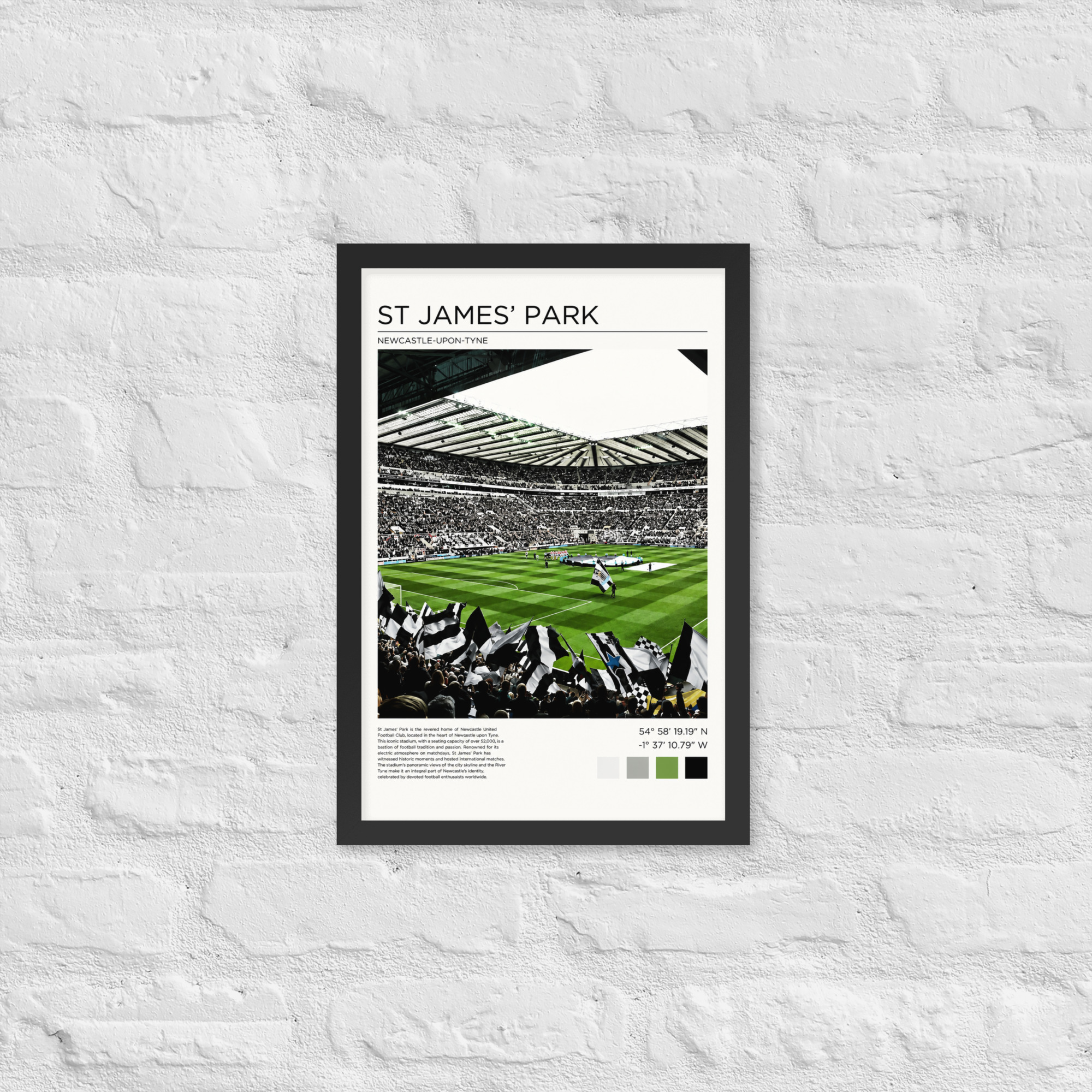 Newcastle United St James’ Park Art Print | Geordie Football Wall Art | Newcastle Fan Gift | Framed Poster - Image 3