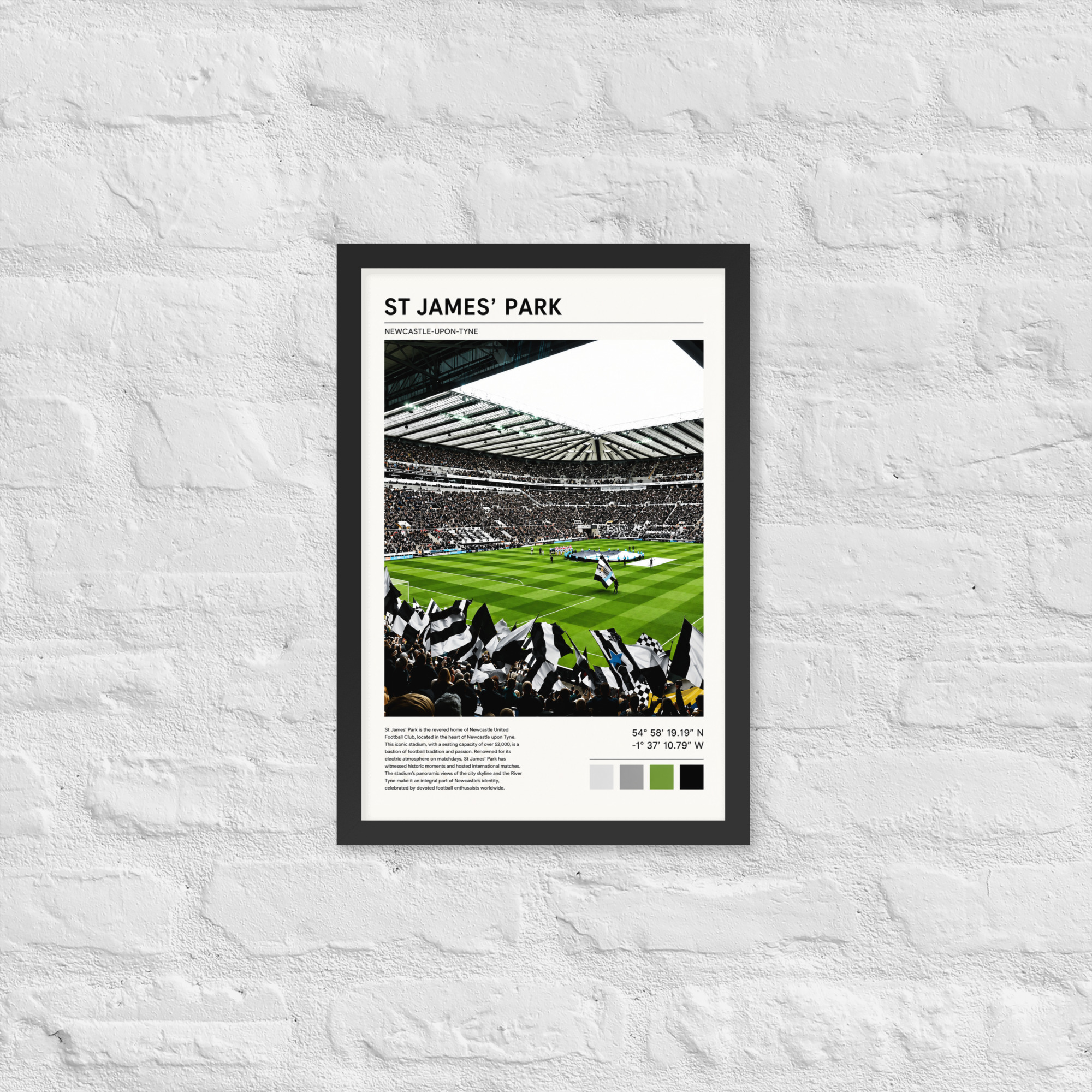 Newcastle United St James’ Park Art Print | Geordie Football Wall Art | Newcastle Fan Gift | Framed Poster - Image 3