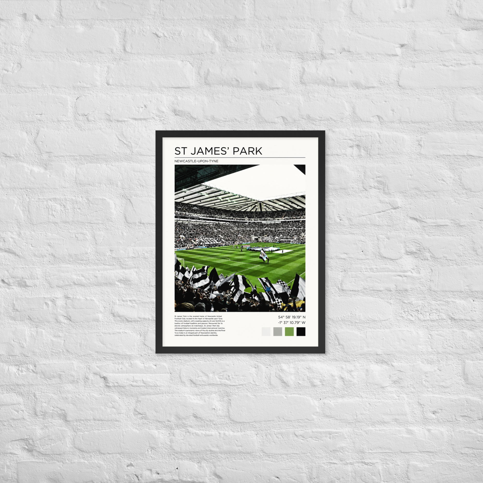 Newcastle United St James’ Park Art Print | Geordie Football Wall Art | Newcastle Fan Gift | Framed Poster