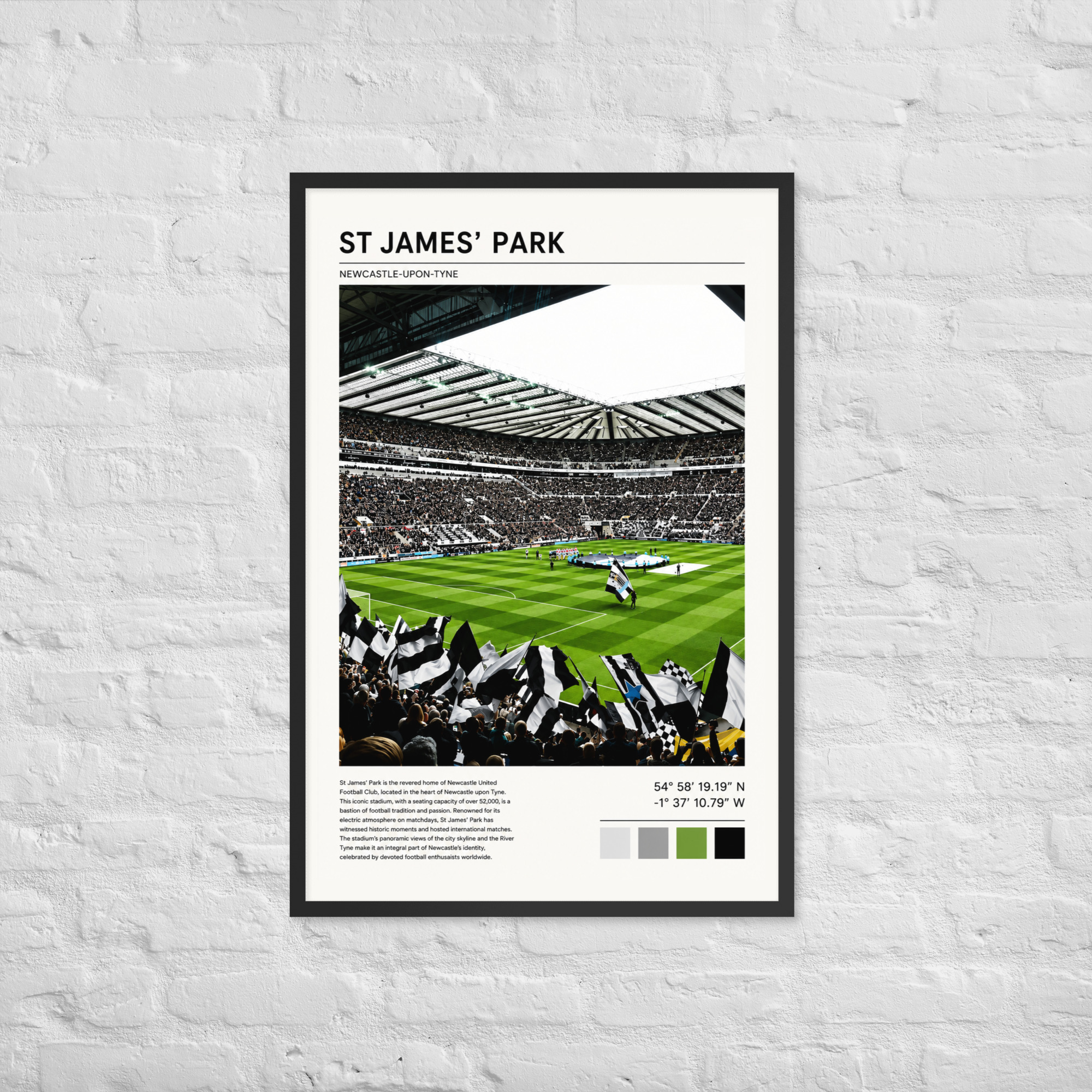 Newcastle United St James’ Park Art Print | Geordie Football Wall Art | Newcastle Fan Gift | Framed Poster