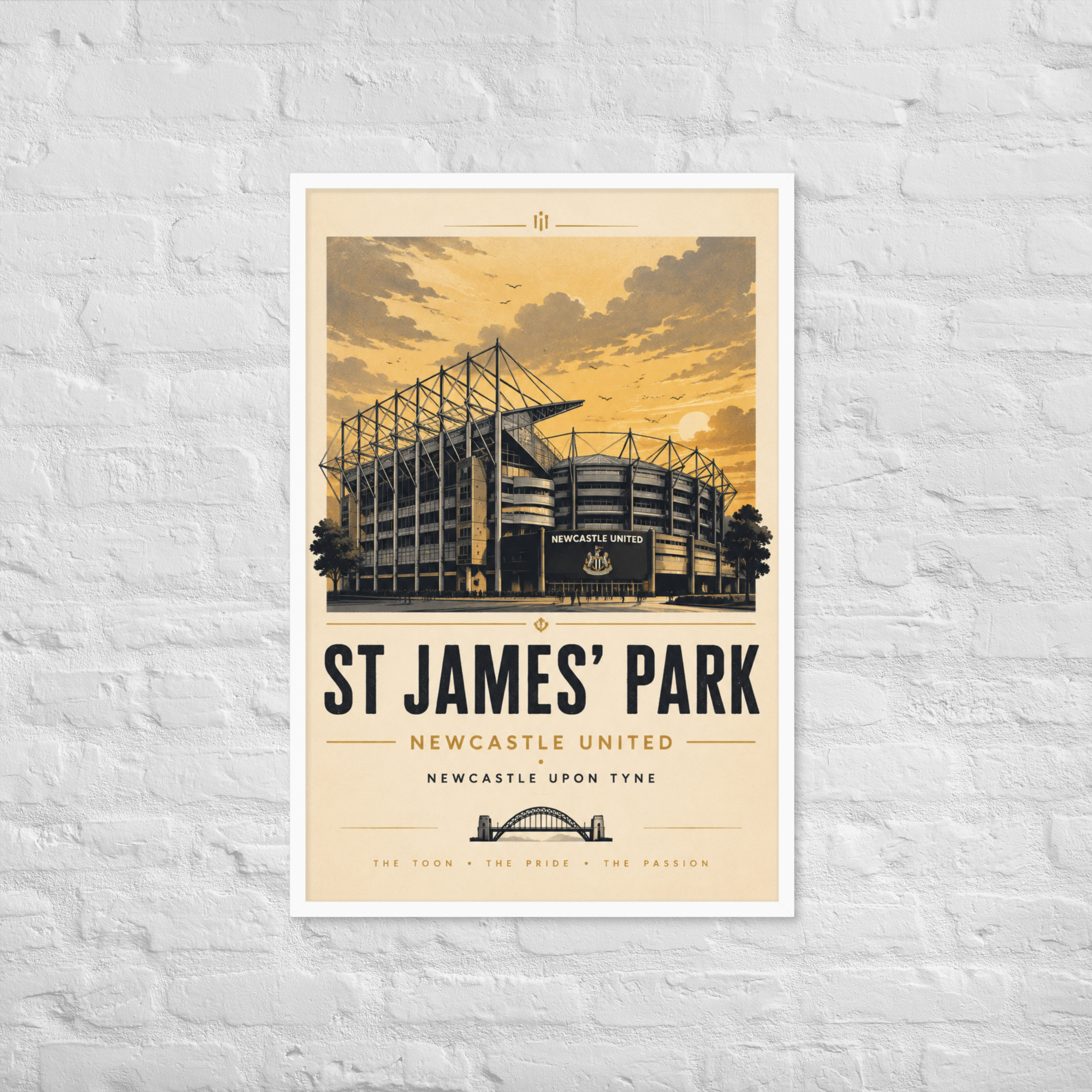 Newcastle United St James’ Park vintage travel poster, Newcastle iconic stadium Framed poster - Image 30