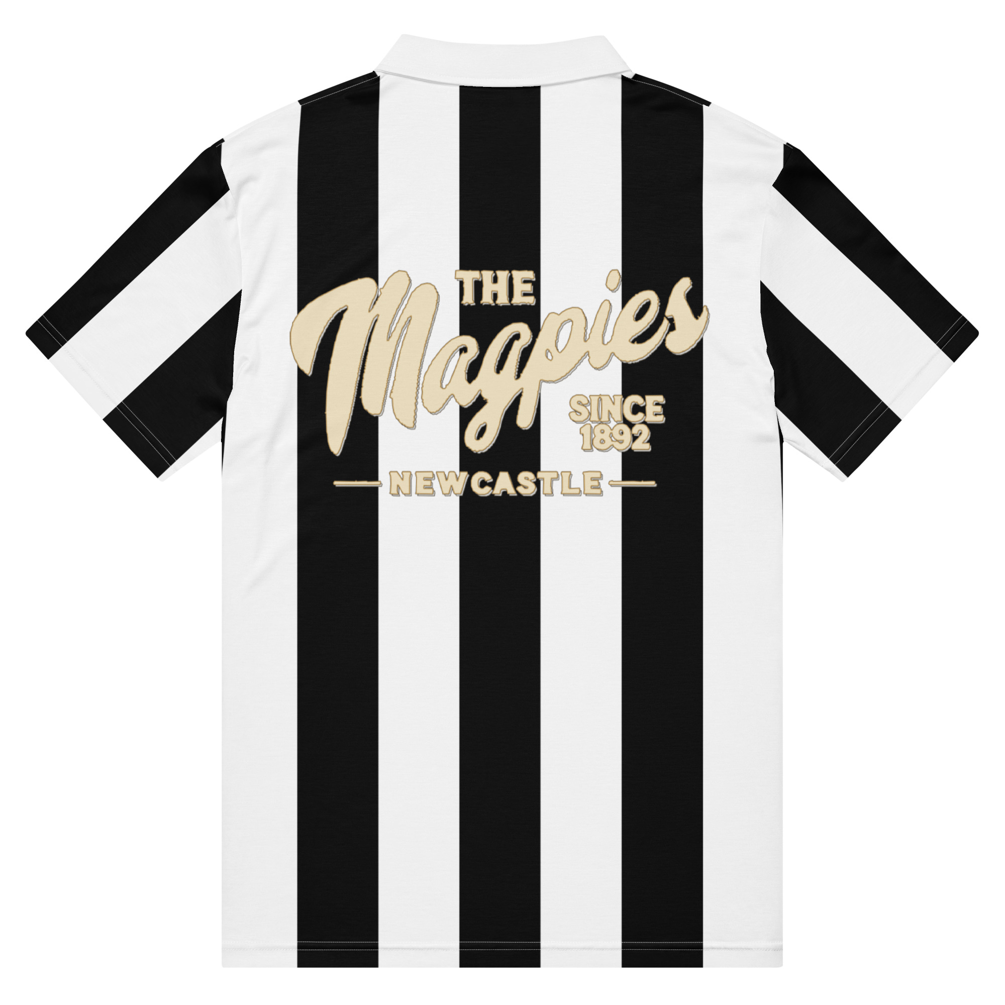 Newcastle Magpies Brown Ale Black & White Men’s Slim Fit Polo Shirt - Image 7