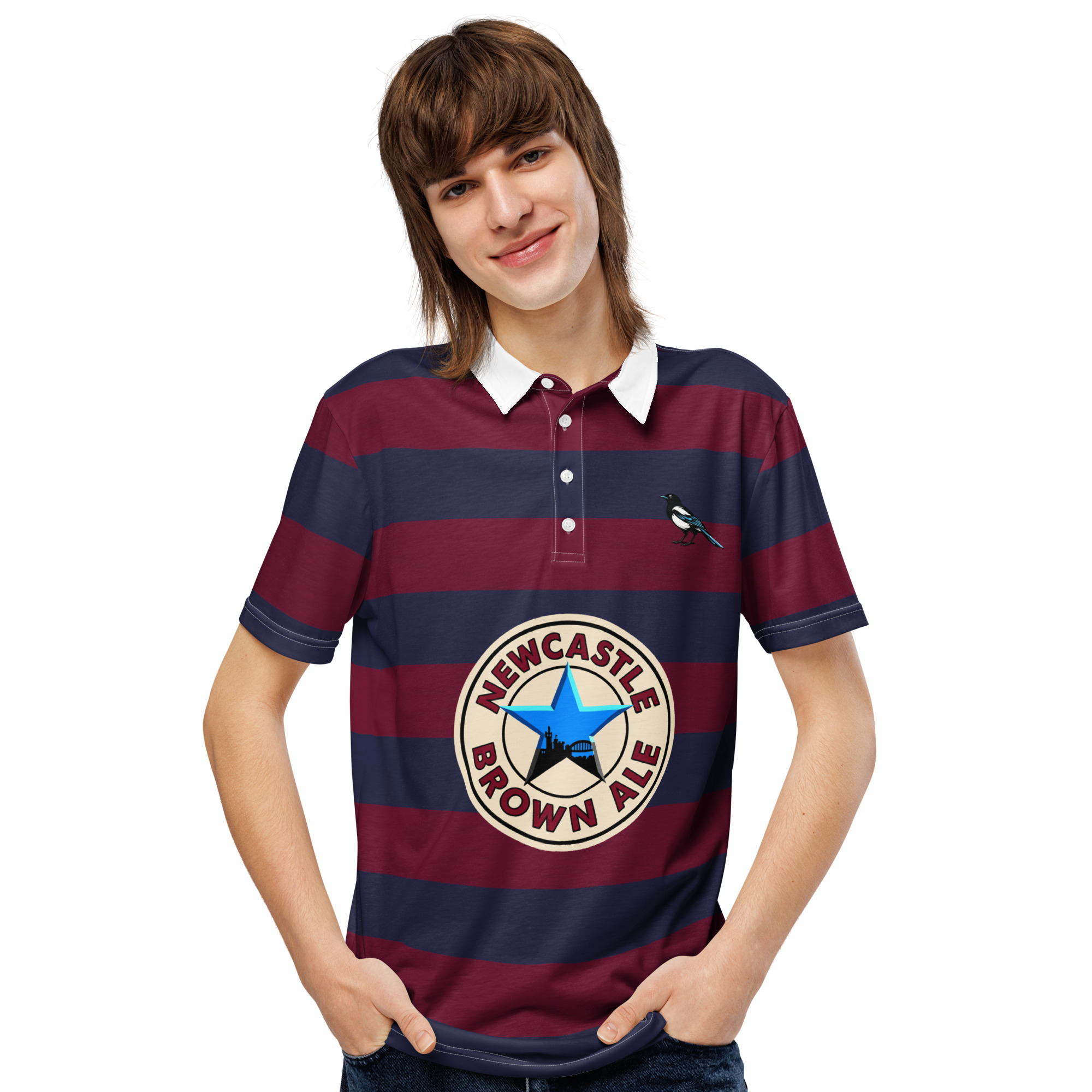 Newcastle The Magpies Brown Ale Men’s Slim Fit Polo Shirt - Image 2