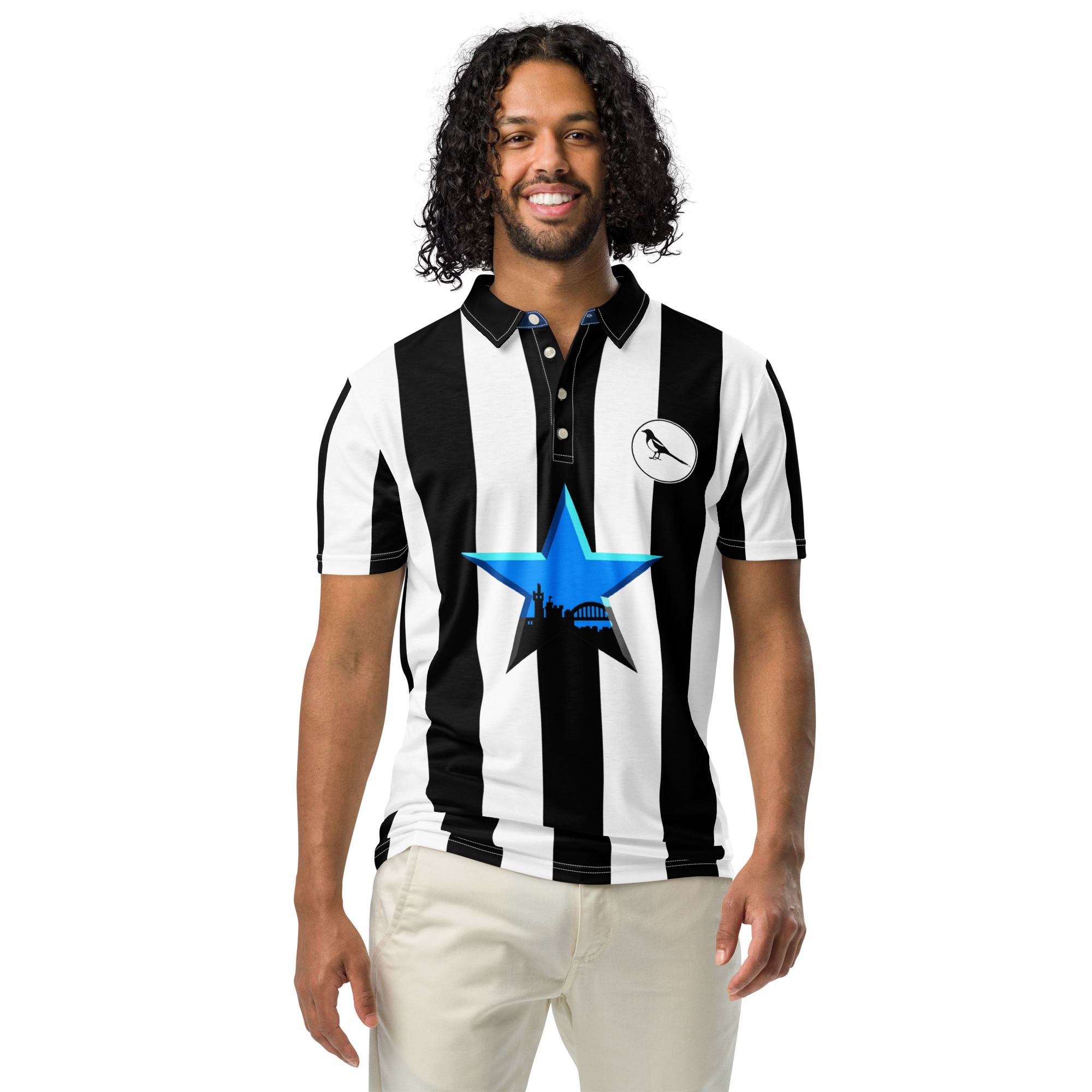 Newcastle Magpies Blue Star Men’s Slim Fit Polo Shirt