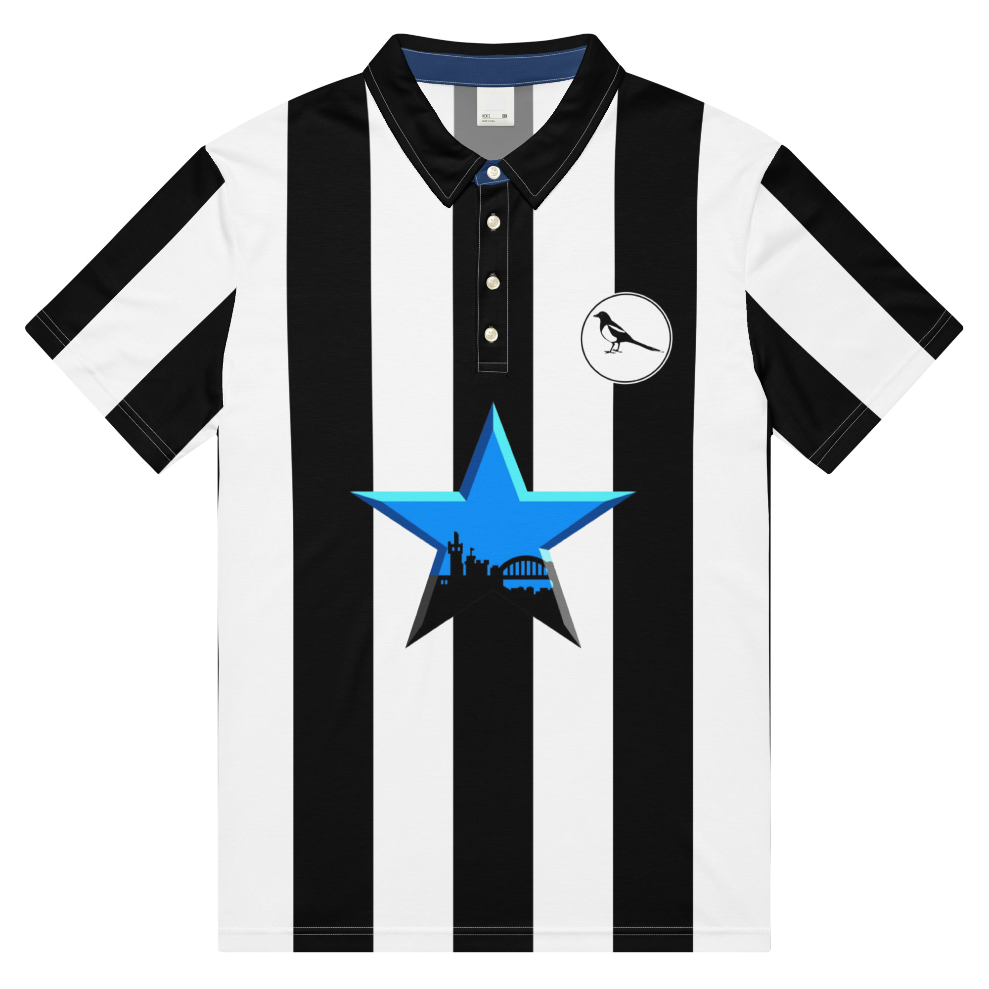 Newcastle Magpies Blue Star Men’s Slim Fit Polo Shirt - Image 6