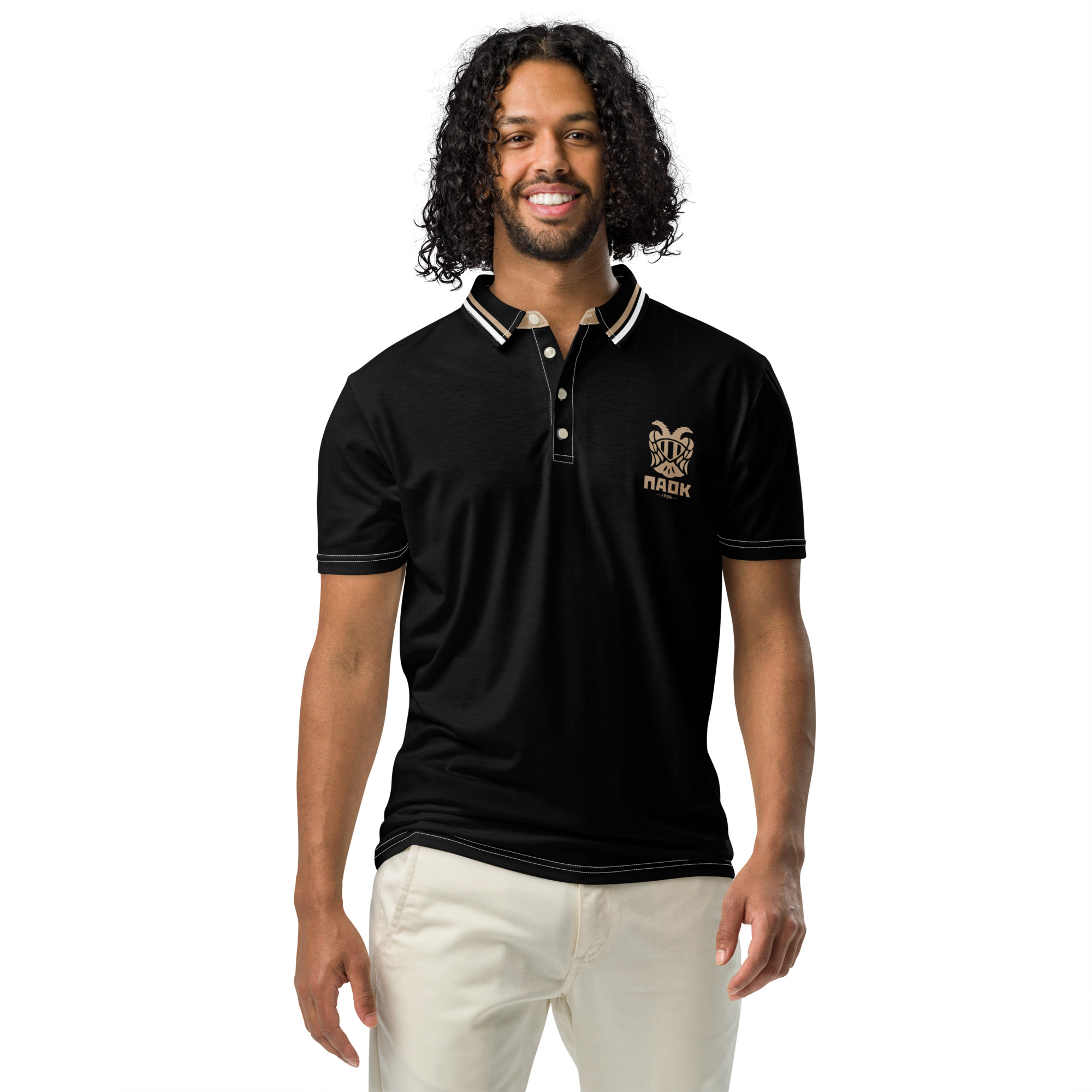 PAOK Salonika Black Slim Fit Polo Shirt | PAOK Football Fan Polo