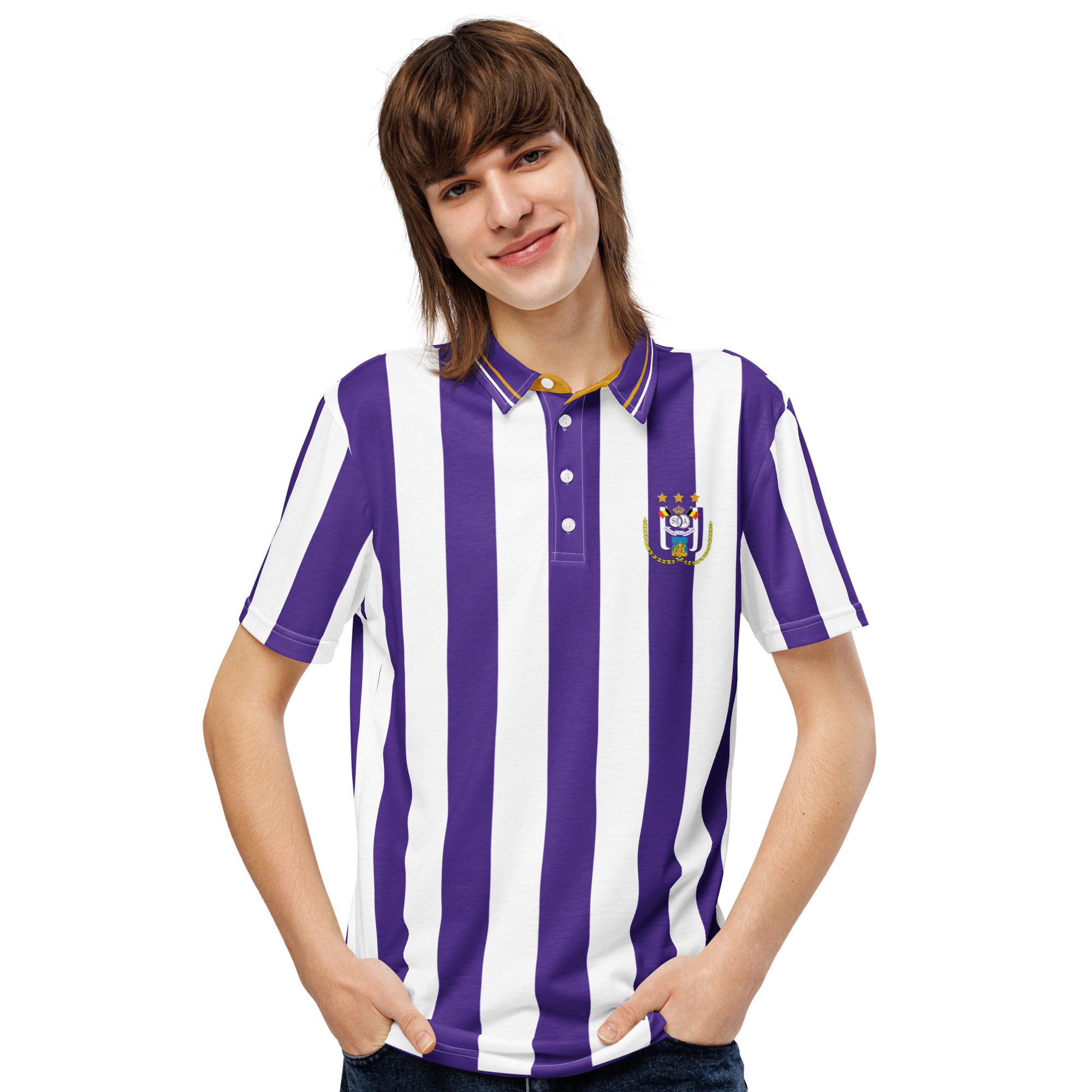 Anderlecht Slim Fit Polo | Anderlecht Purple & White Football Fan Shirt - Image 3