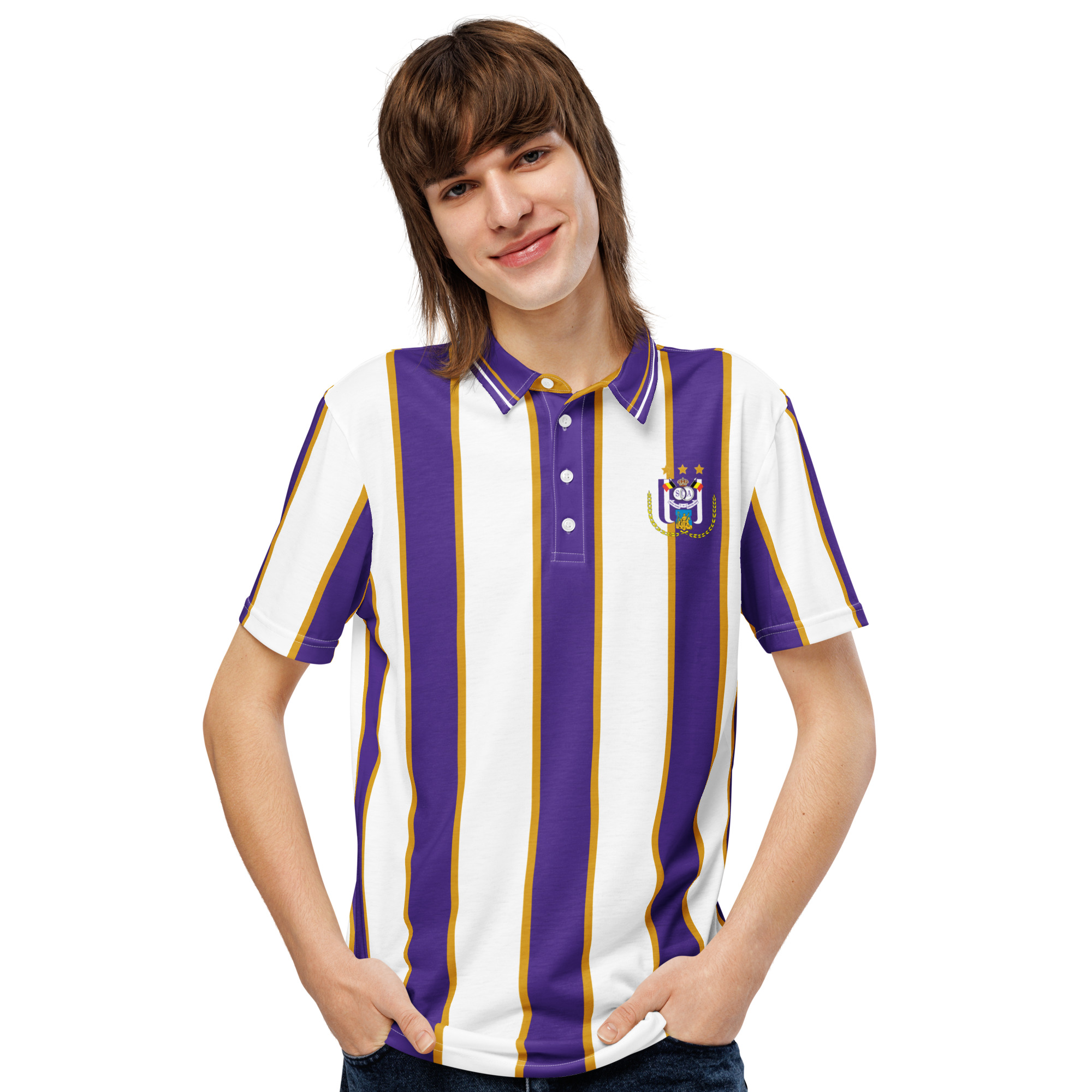 Anderlecht Slim Fit Polo | Purple & White Fan Shirt - Image 3