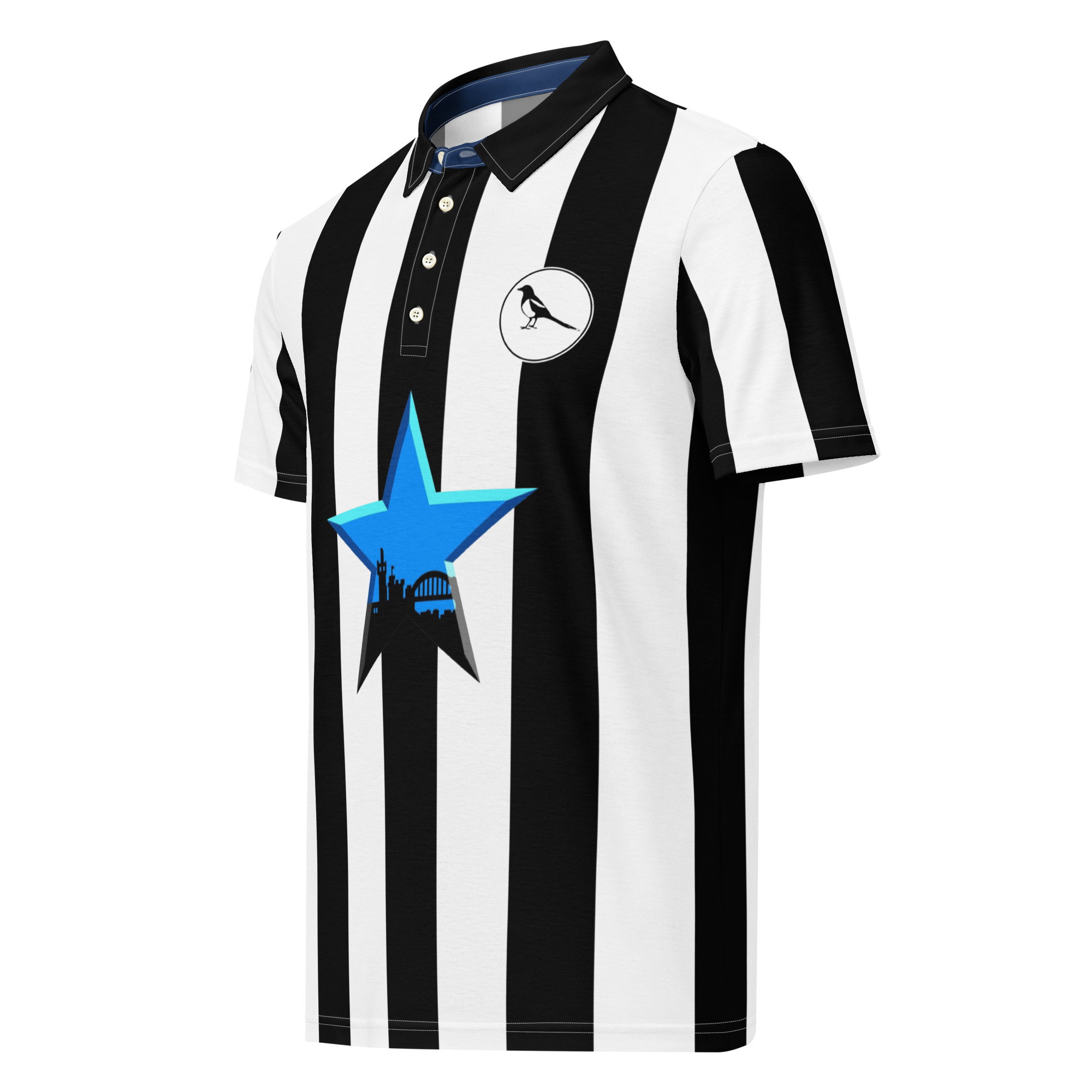 Newcastle Magpies Blue Star Men’s Slim Fit Polo Shirt - Image 5