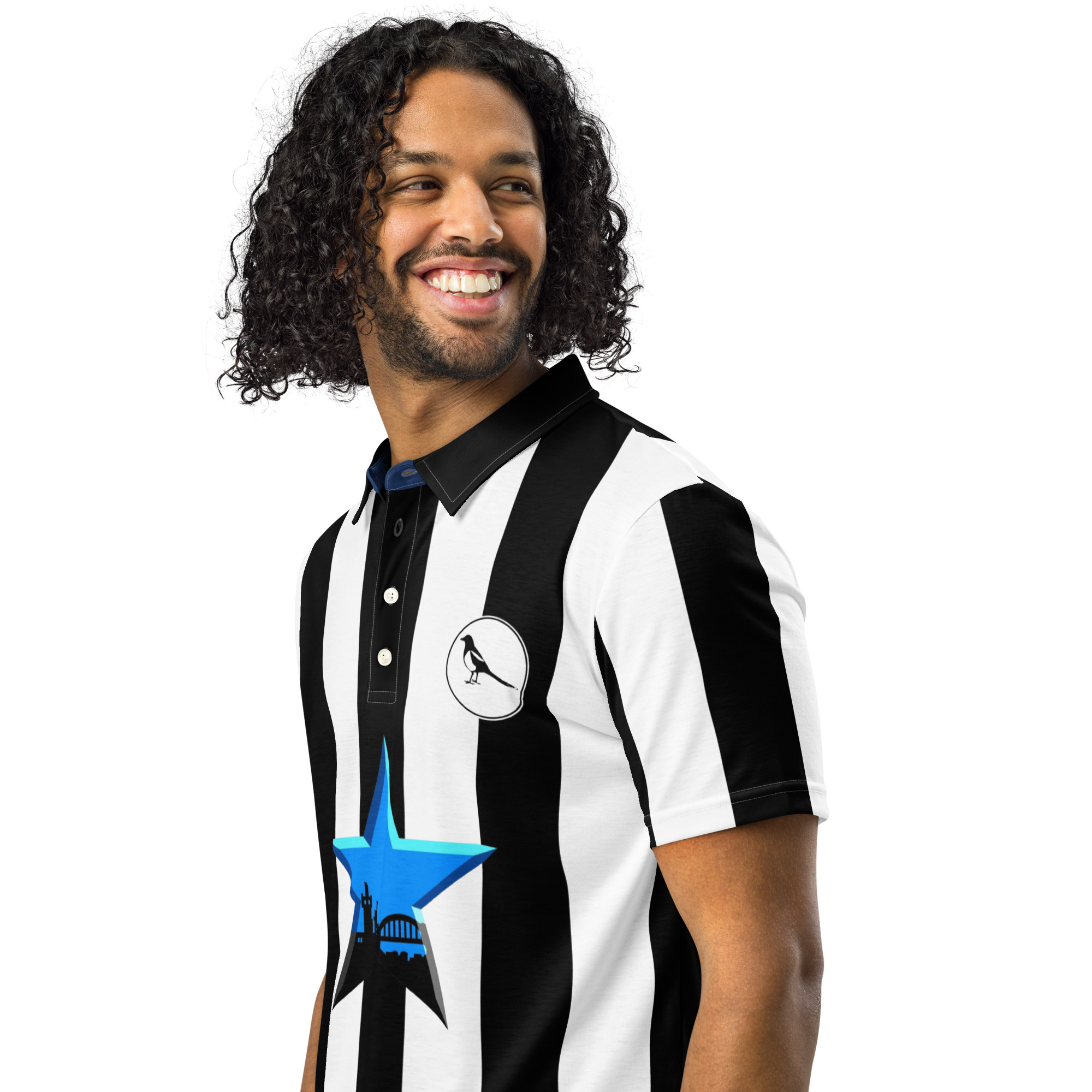 Newcastle Magpies Blue Star Men’s Slim Fit Polo Shirt - Image 10
