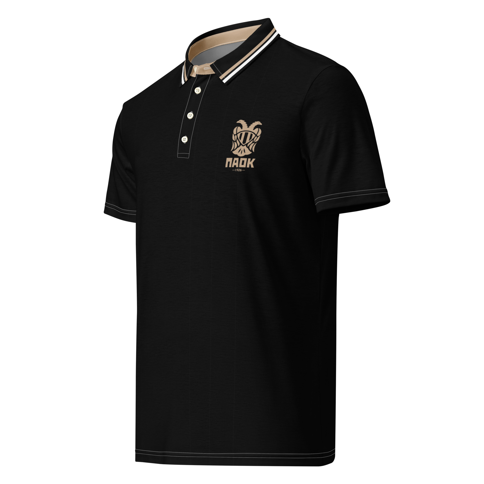 PAOK Salonika Black Slim Fit Polo Shirt | PAOK Football Fan Polo - Image 5