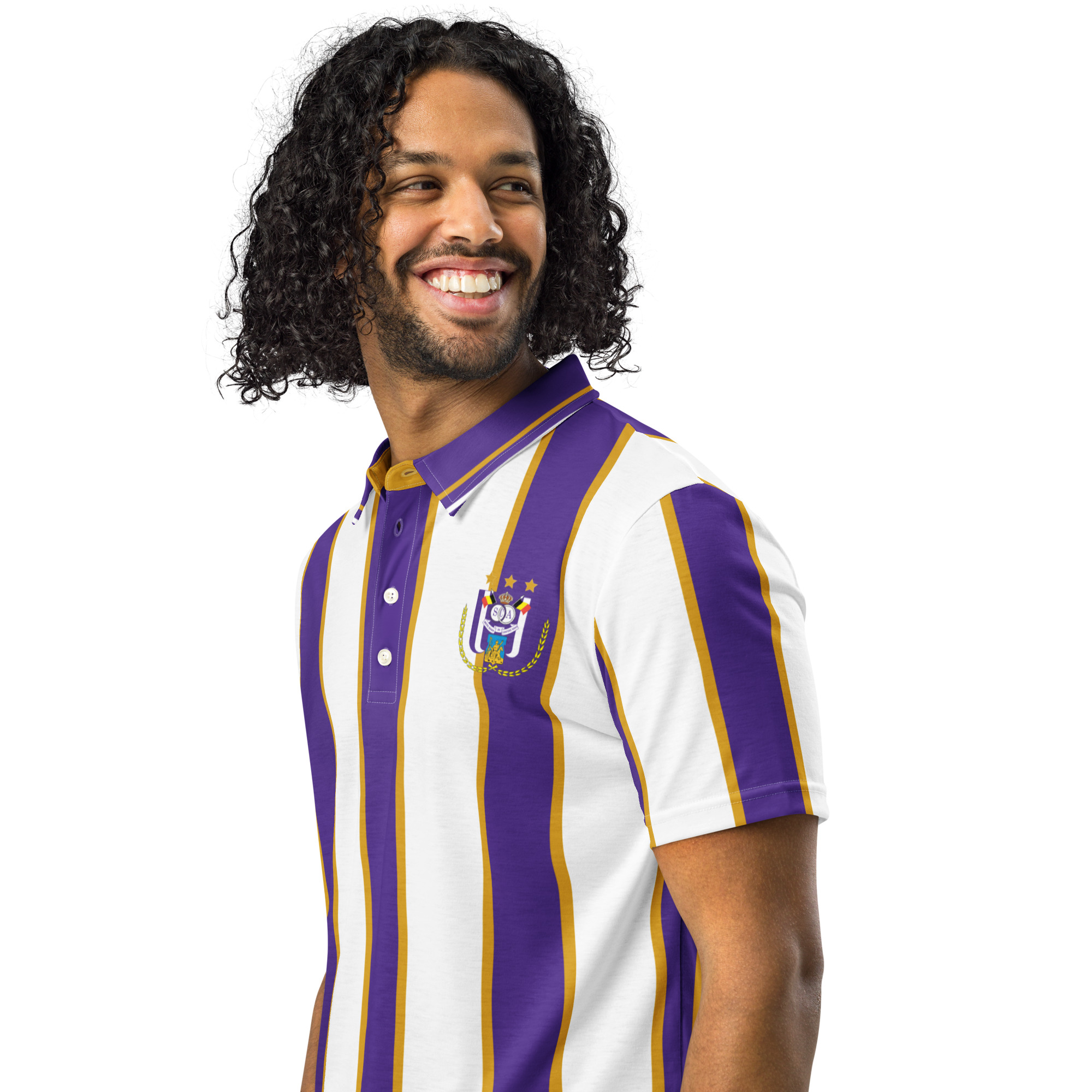 Anderlecht Slim Fit Polo | Purple & White Fan Shirt - Image 11
