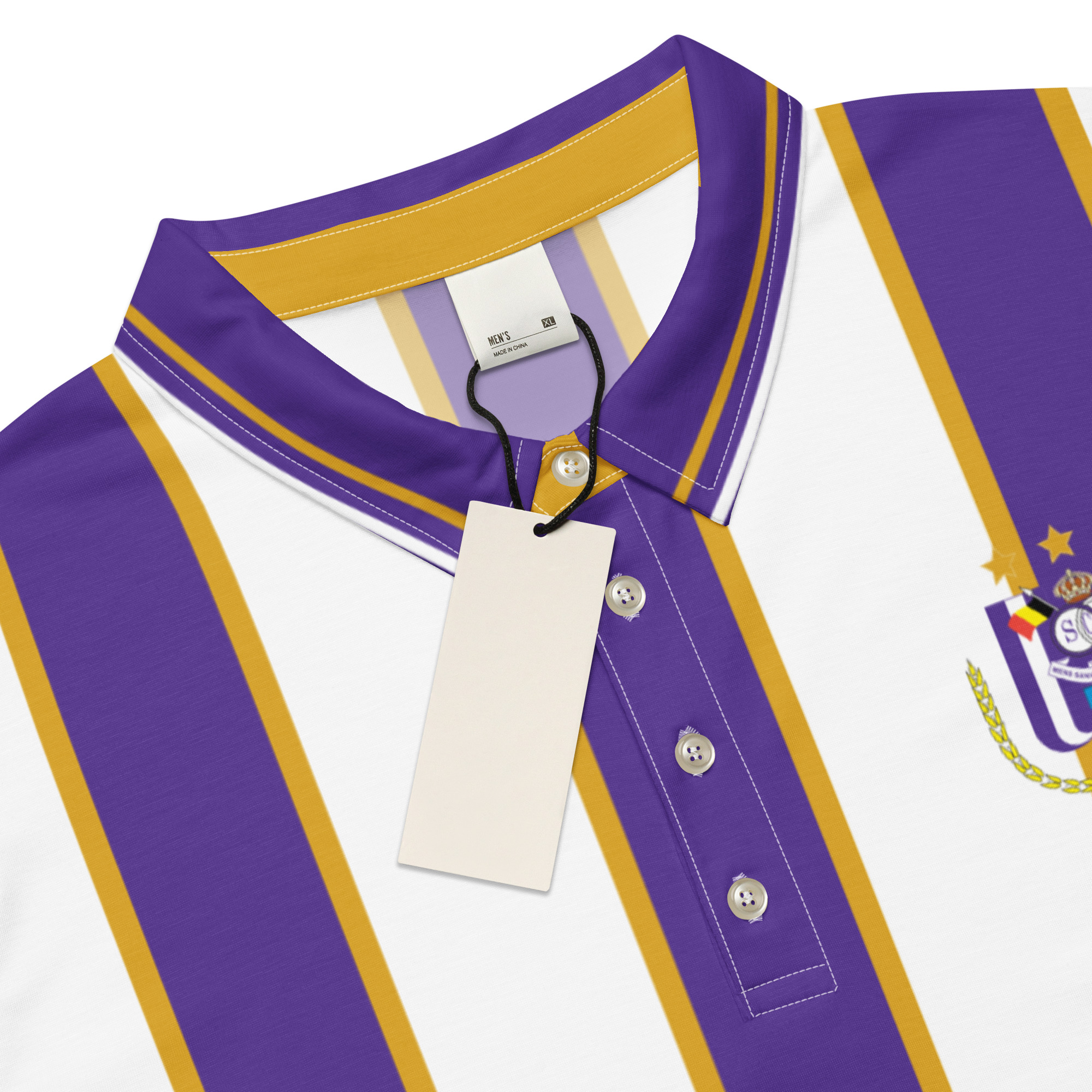 Anderlecht Slim Fit Polo | Purple & White Fan Shirt - Image 8