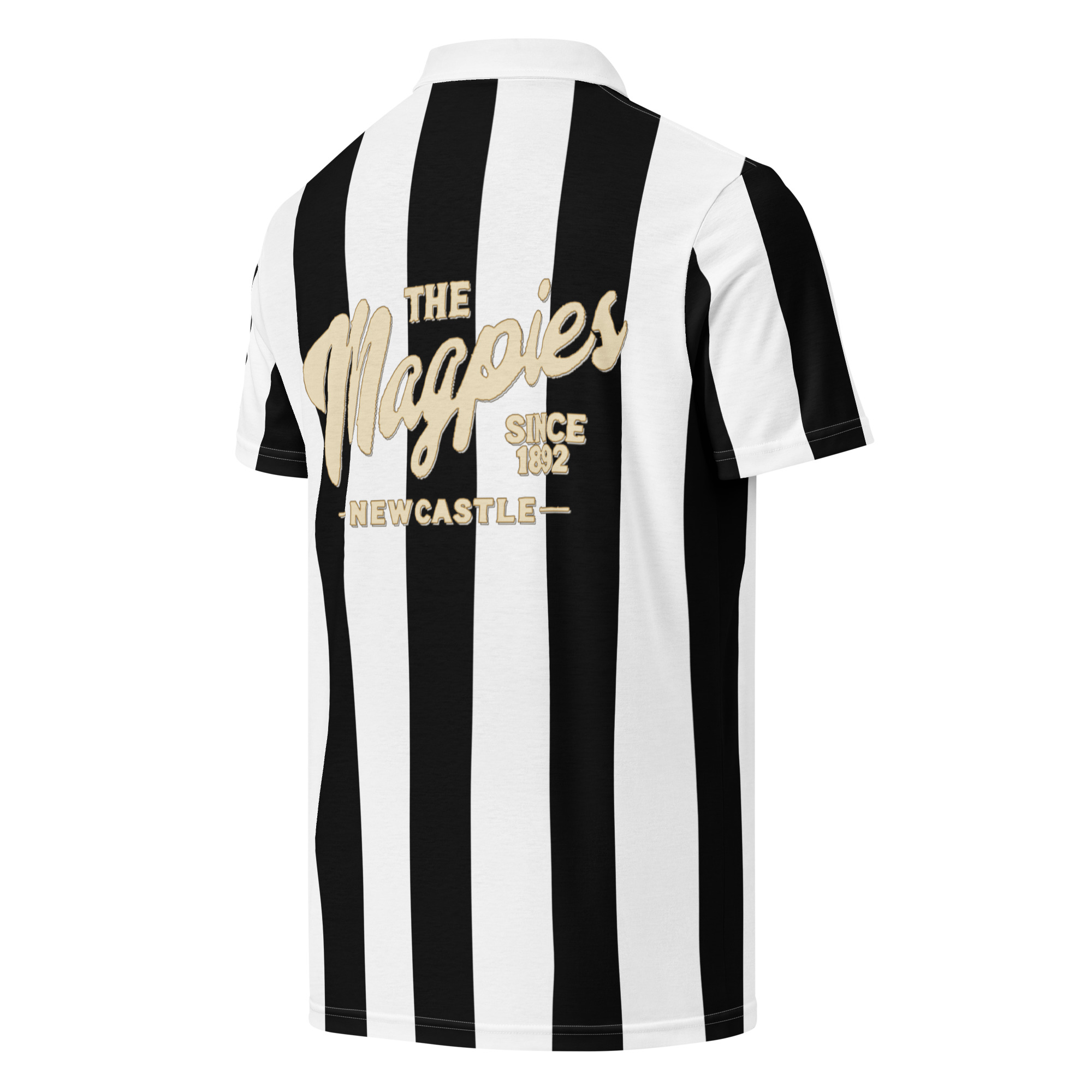Newcastle Magpies Brown Ale Black & White Men’s Slim Fit Polo Shirt - Image 9