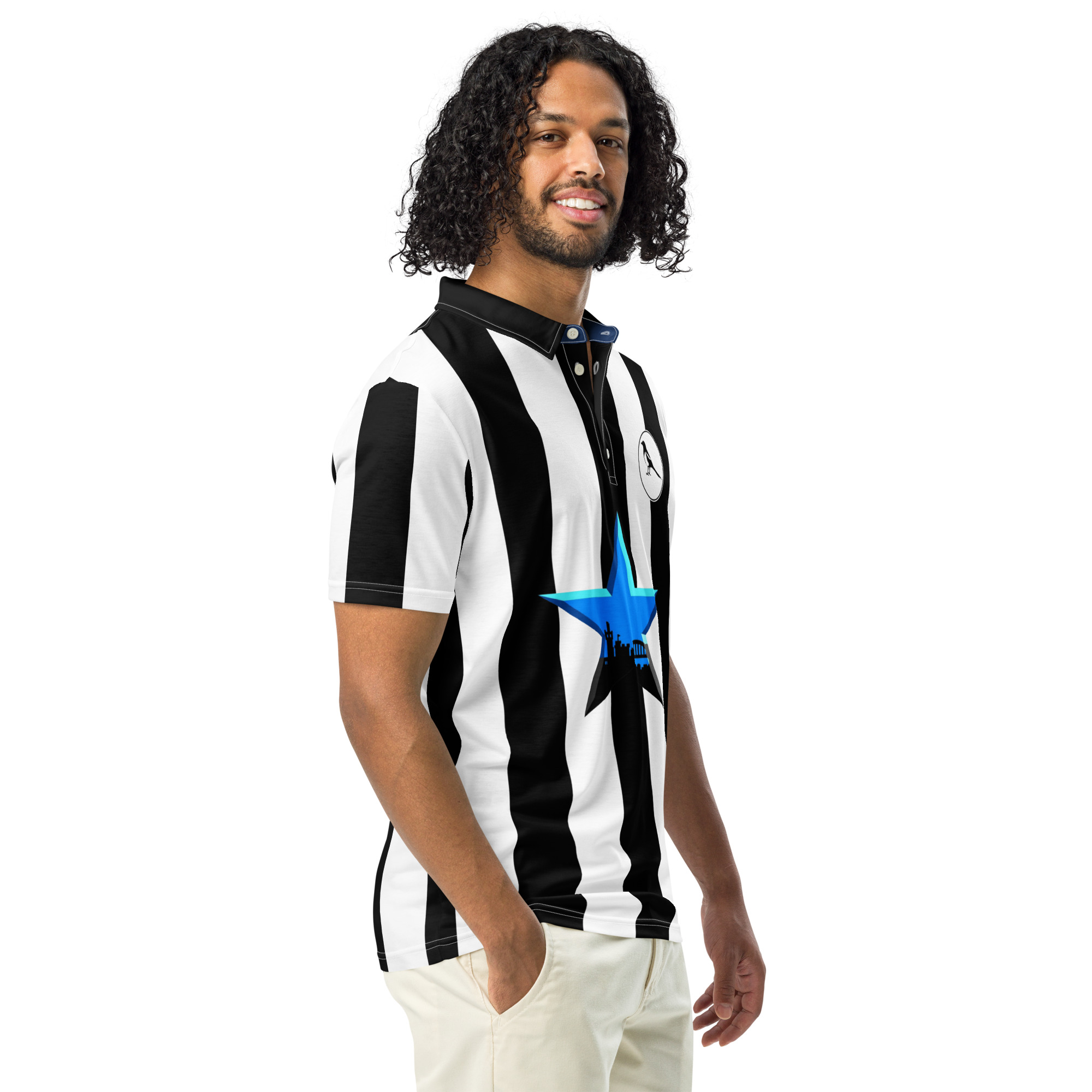 Newcastle Magpies Blue Star Men’s Slim Fit Polo Shirt - Image 9