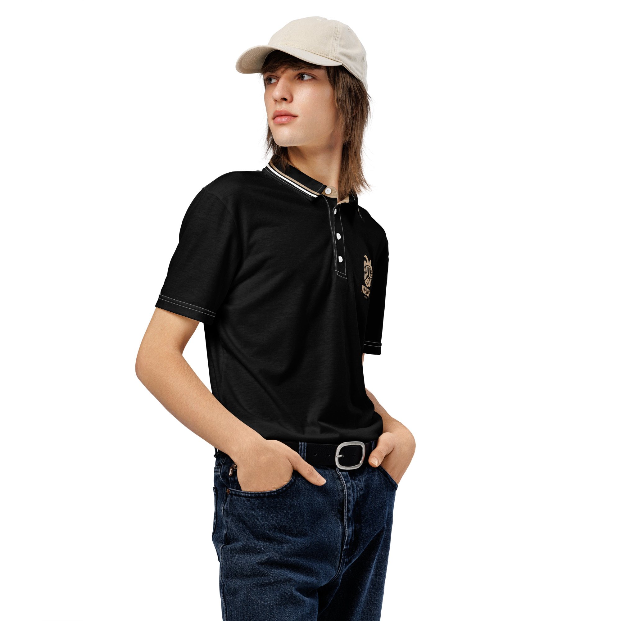 PAOK Salonika Black Slim Fit Polo Shirt | PAOK Football Fan Polo - Image 4