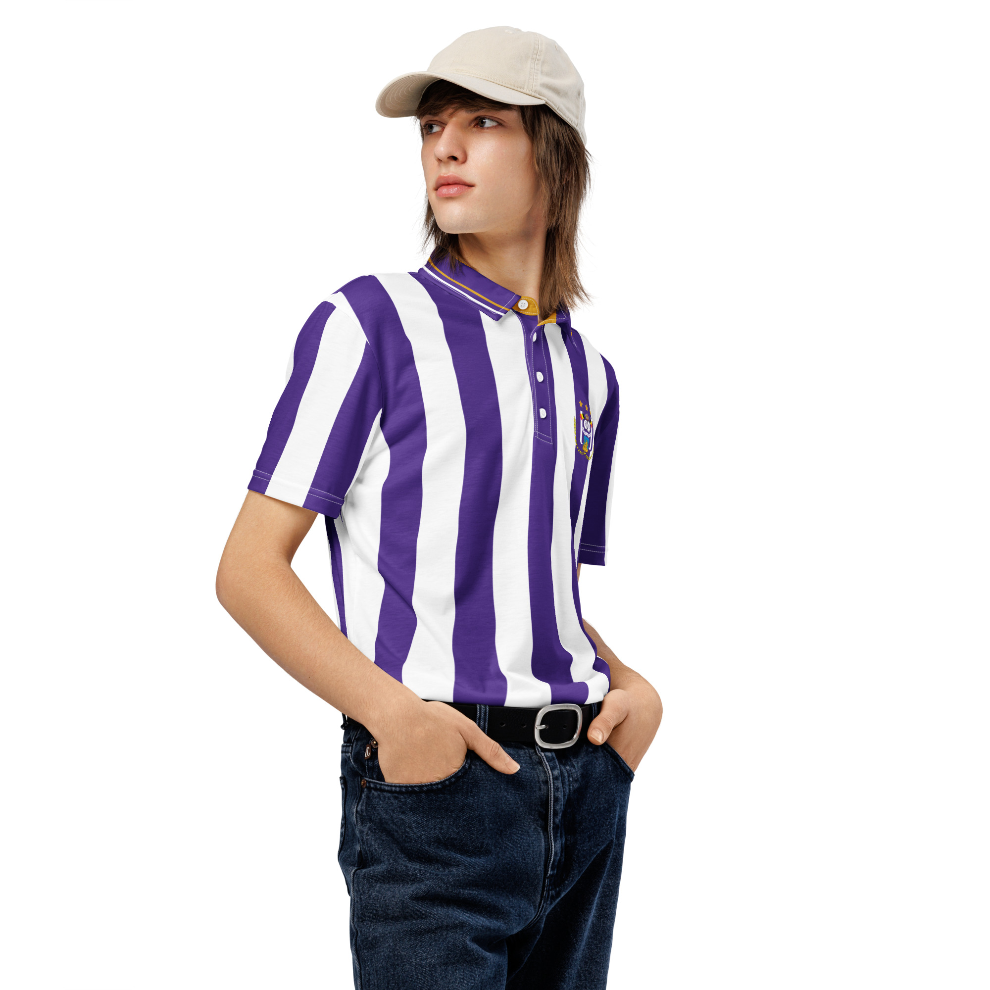 Anderlecht Slim Fit Polo | Anderlecht Purple & White Football Fan Shirt - Image 4