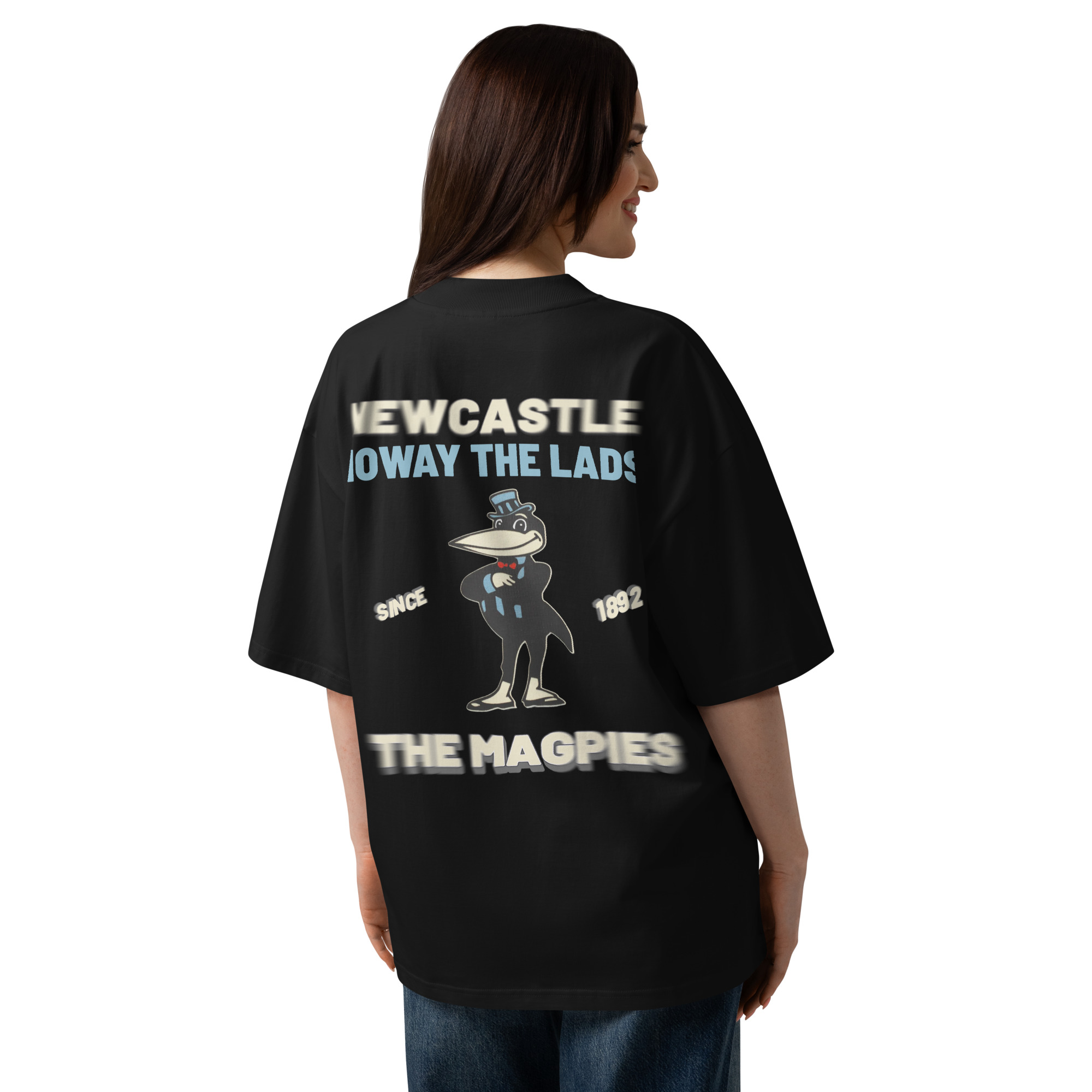 Newcastle Magpies Howay The Lads Unisex Organic Oversized High Neck T-Shirt - Image 5
