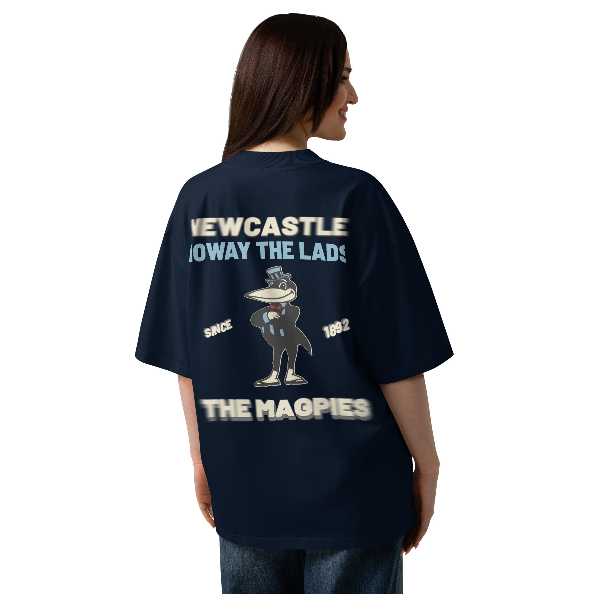 Newcastle Magpies Howay The Lads Unisex Organic Oversized High Neck T-Shirt - Image 2