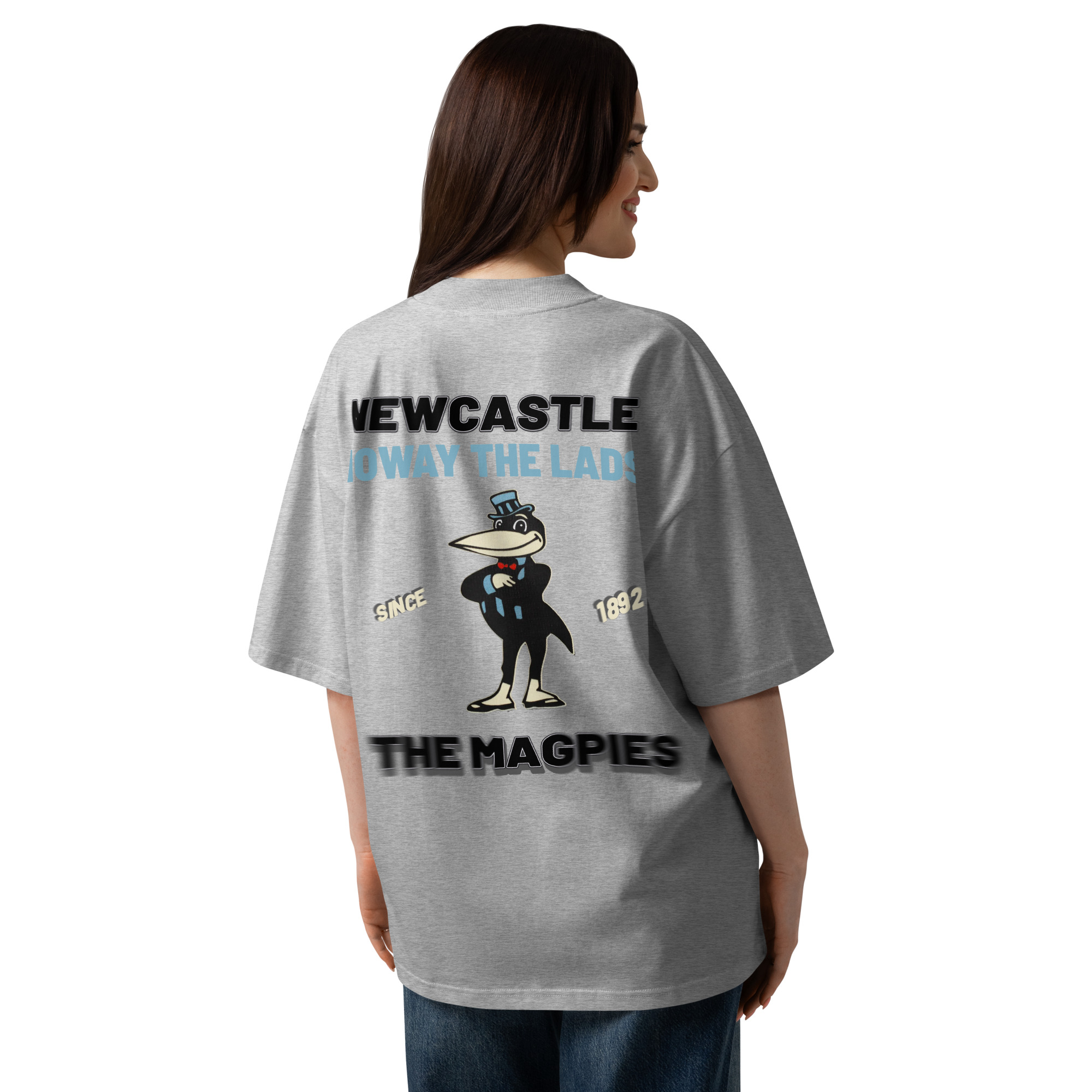 Newcastle Magpies Howay The Lads Unisex Organic Oversized High Neck T-Shirt - Image 2