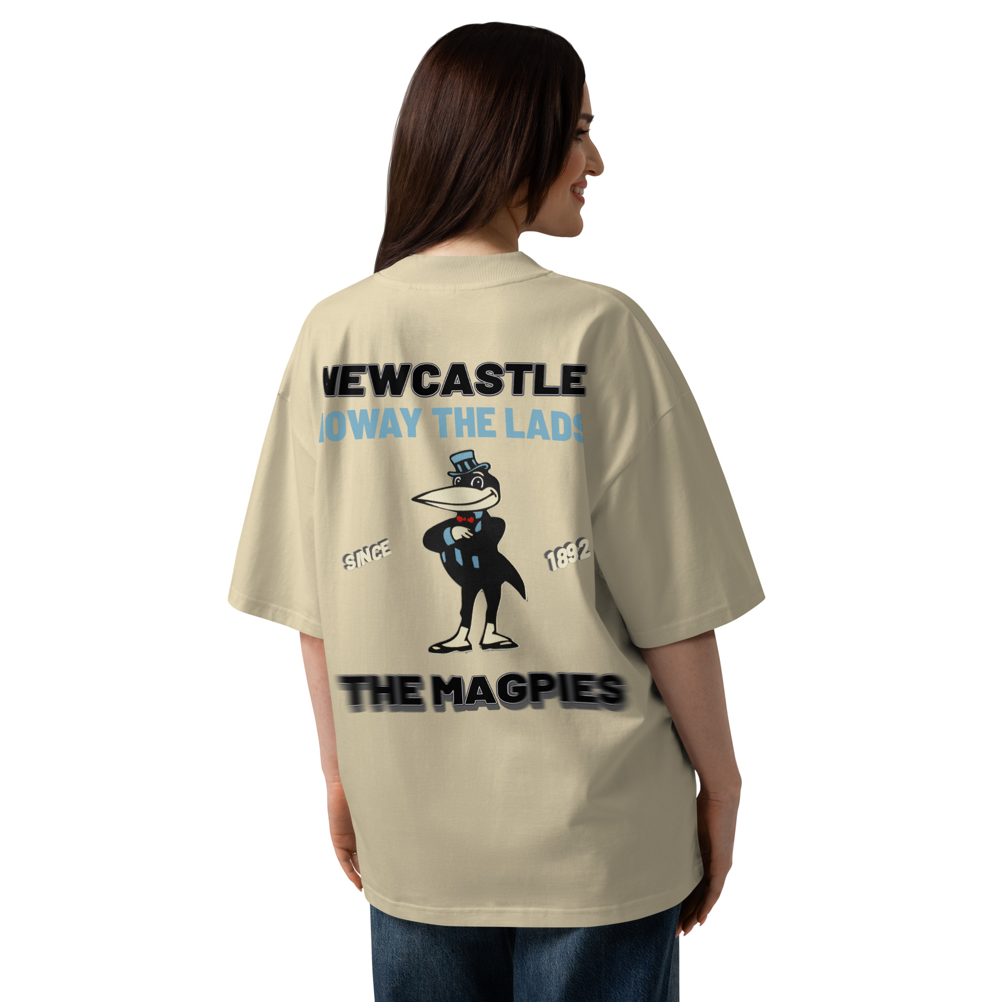 Newcastle Magpies Howay The Lads Unisex Organic Oversized High Neck T-Shirt
