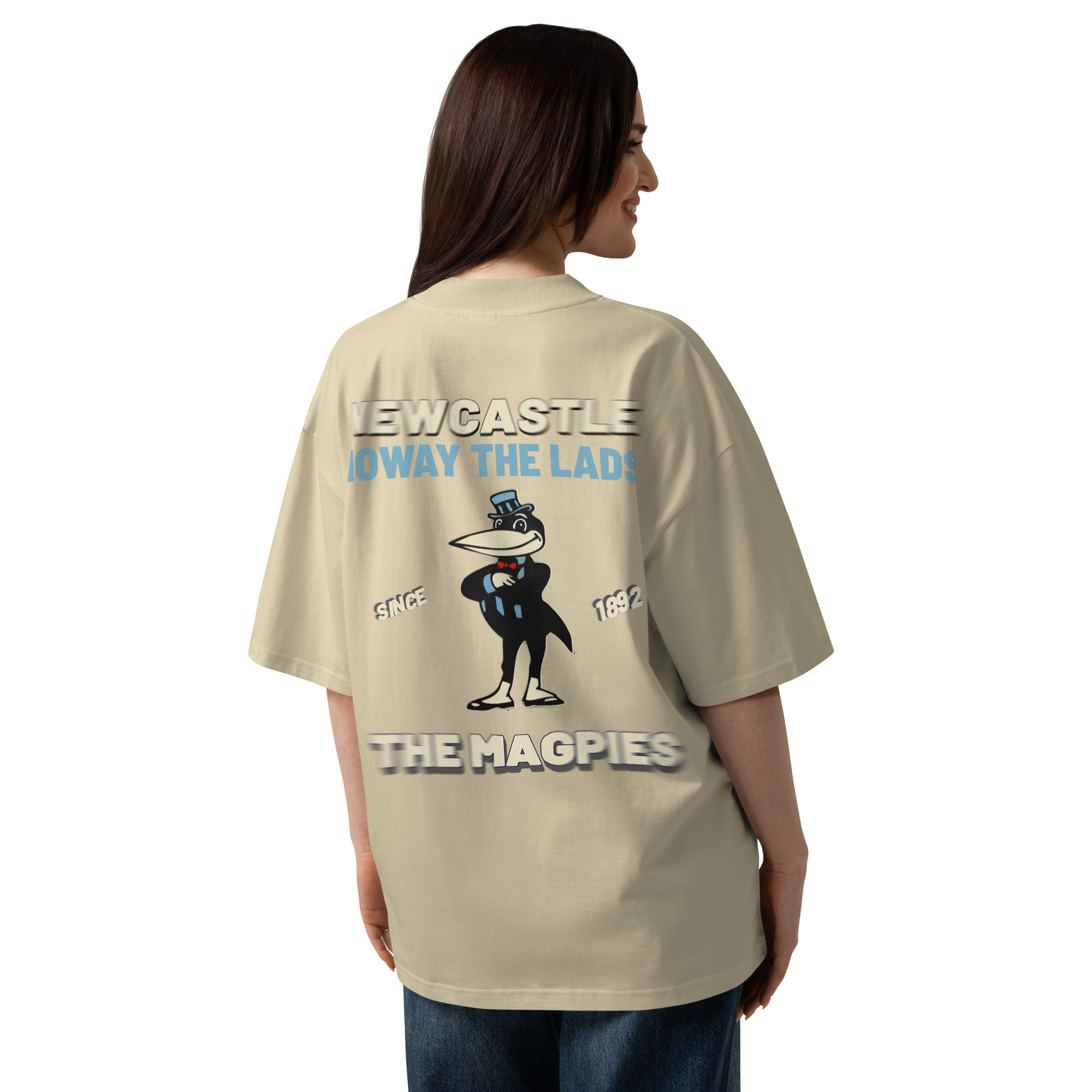 Newcastle Magpies Howay The Lads Unisex Organic Oversized High Neck T-Shirt - Image 7