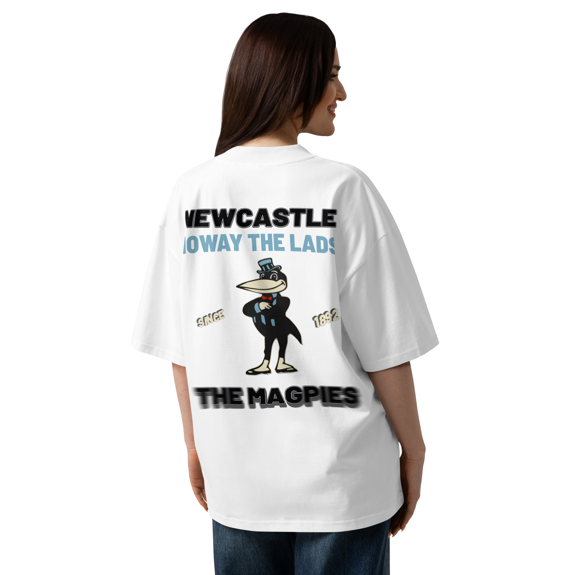 Newcastle Magpies Howay The Lads Unisex Organic Oversized High Neck T-Shirt - Image 11