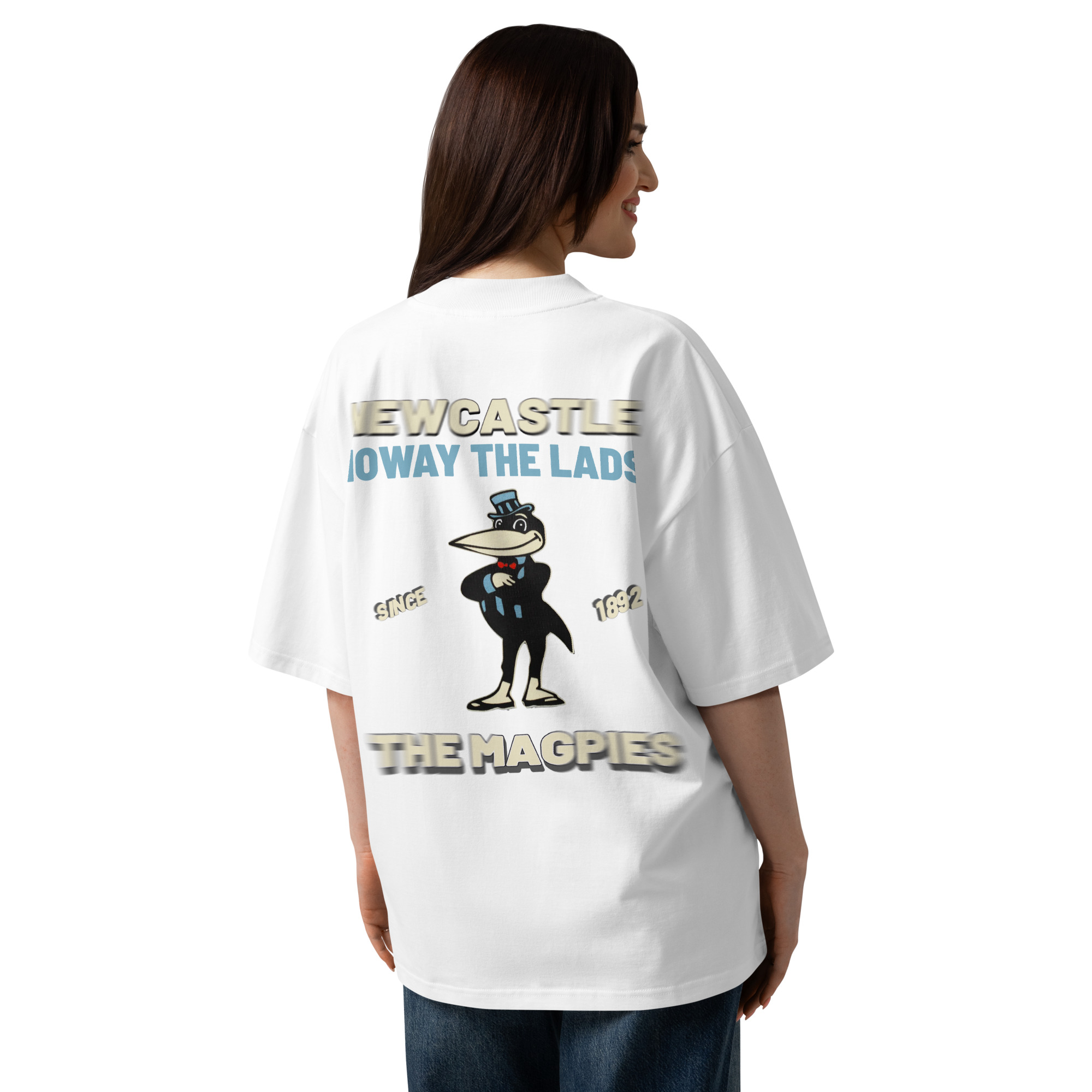 Newcastle Magpies Howay The Lads Unisex Organic Oversized High Neck T-Shirt - Image 10