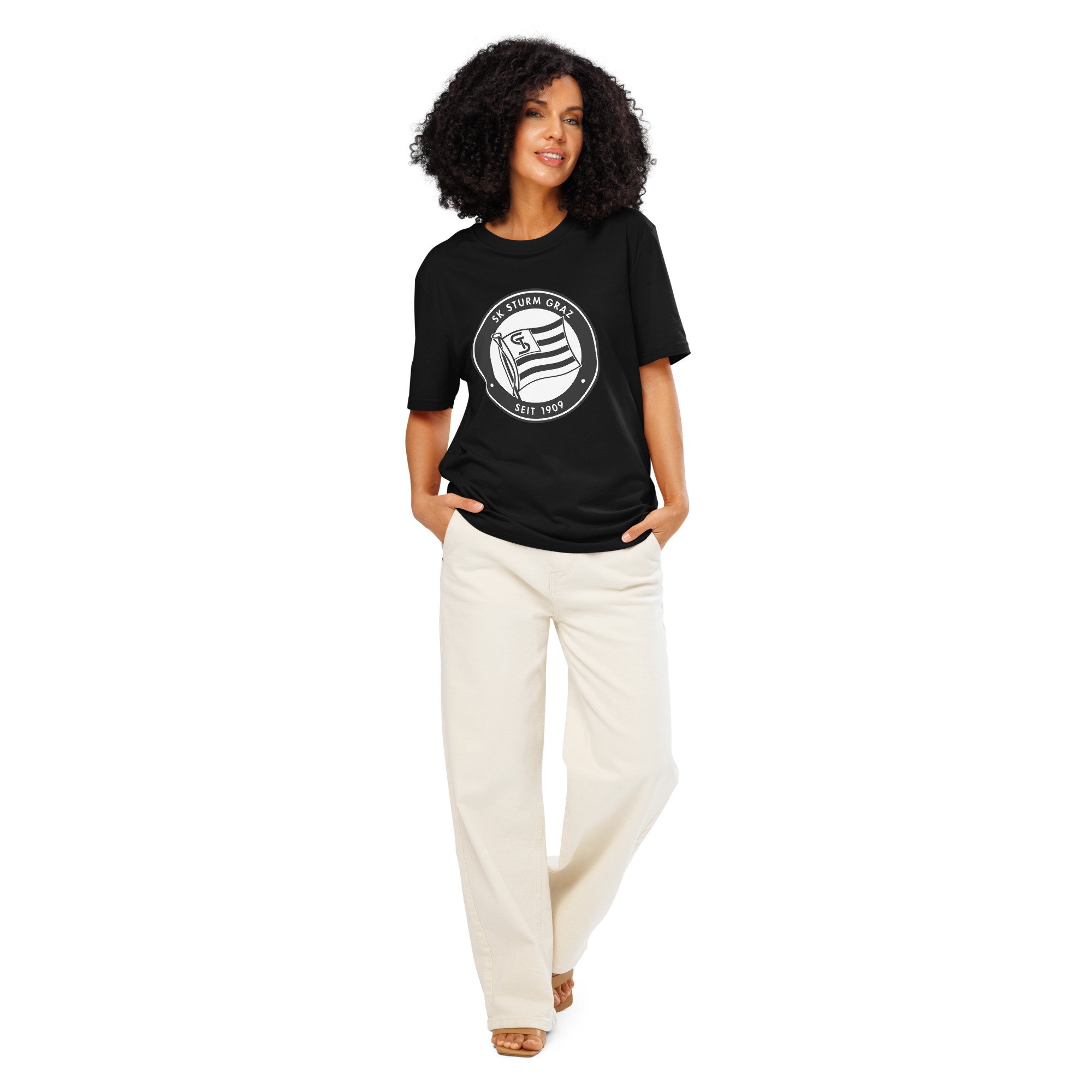 SK Sturm Graz Unisex Organic Ribbed Neck T-Shirt | Sturm Graz Fan Tee - Image 3