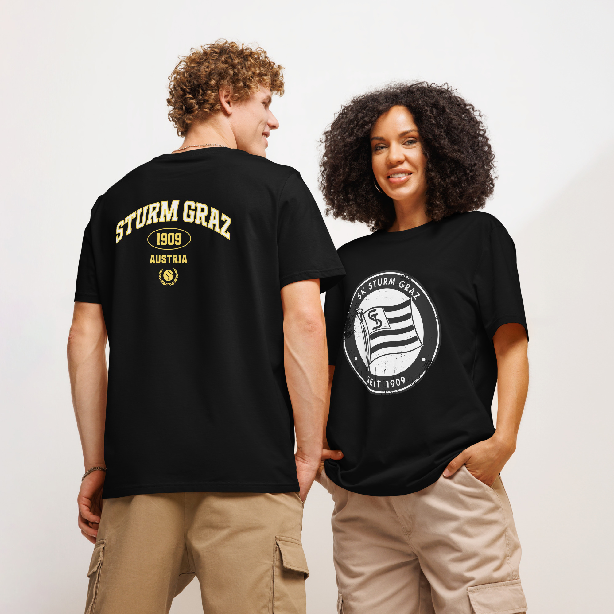 SK Sturm Graz 1909 Austria Unisex Organic Ribbed Neck T-Shirt | Sturm Graz Fan Tee
