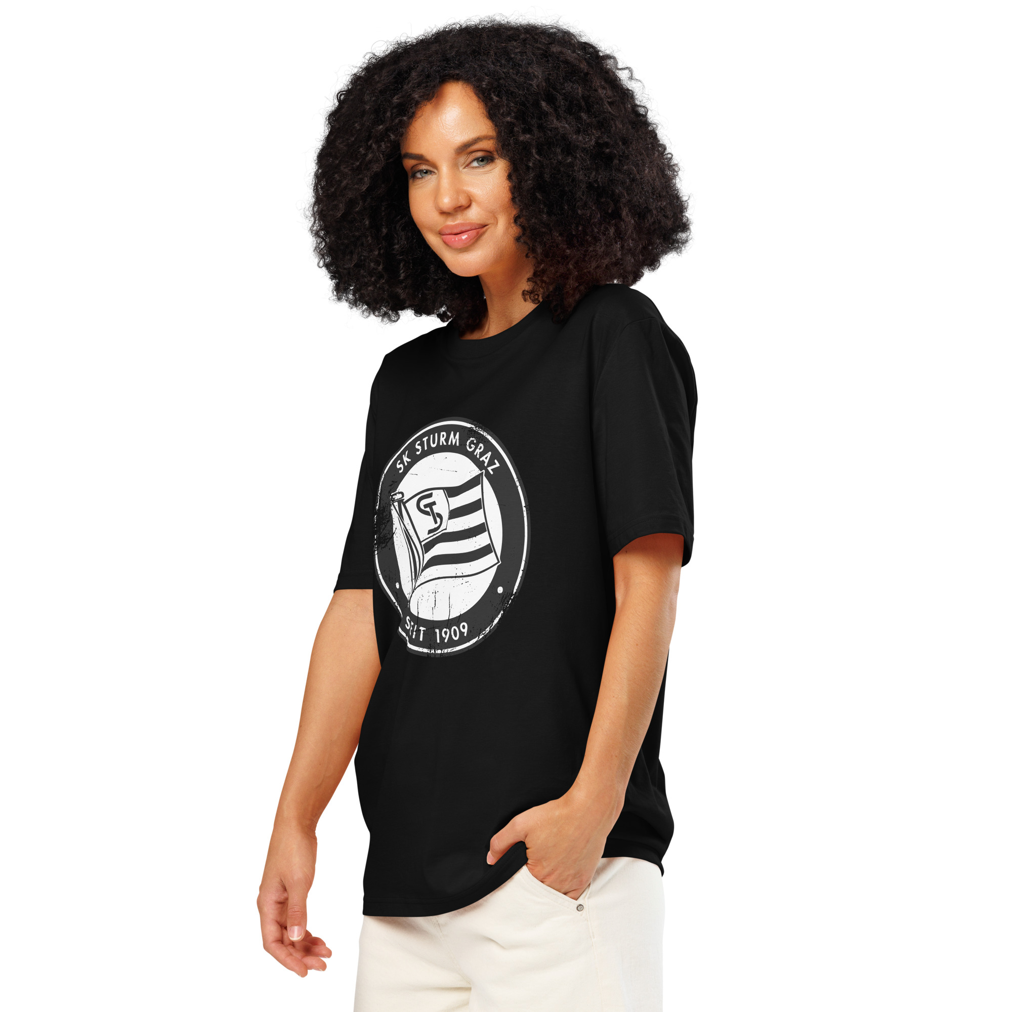 SK Sturm Graz 1909 Austria Unisex Organic Ribbed Neck T-Shirt | Sturm Graz Fan Tee - Image 5