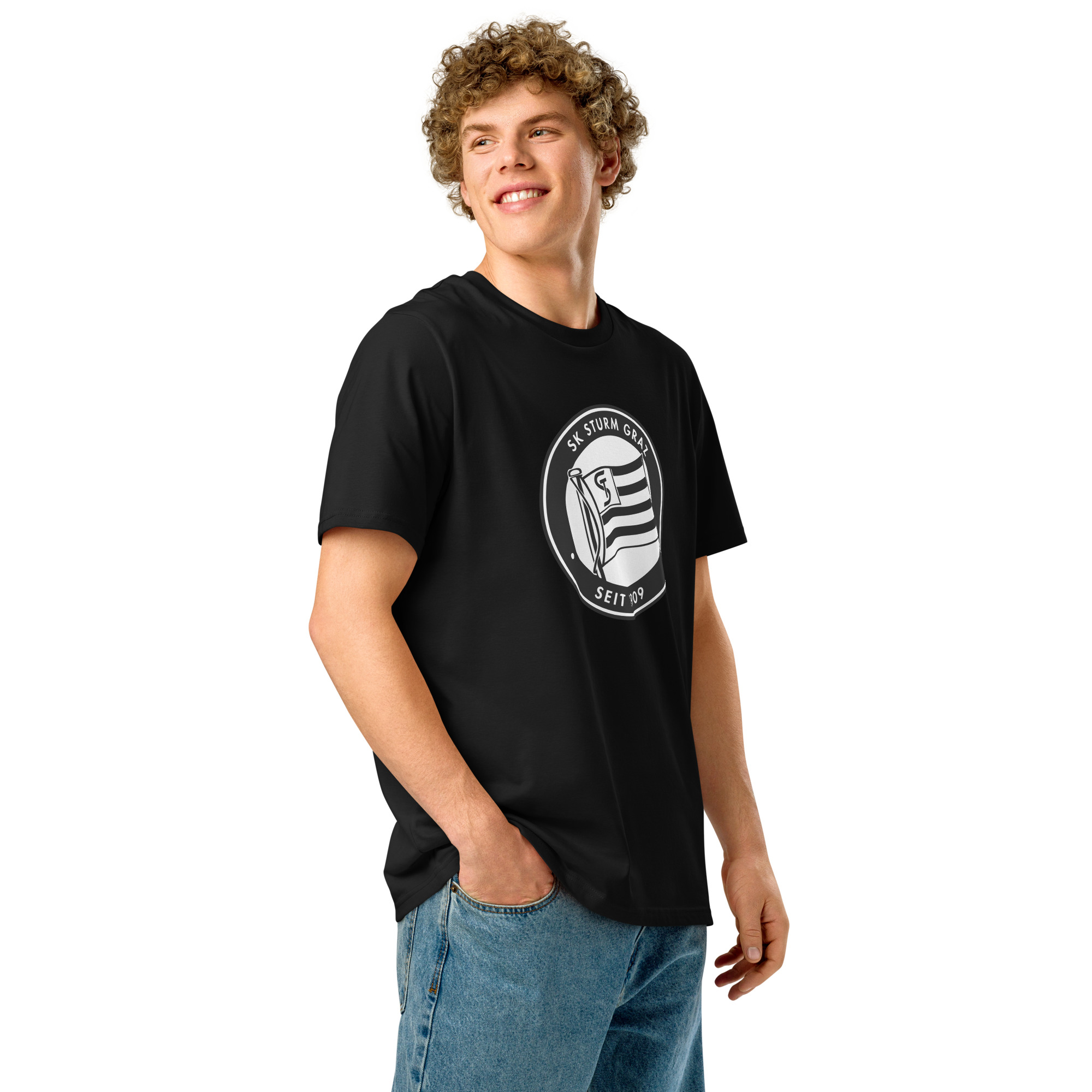 SK Sturm Graz Unisex Organic Ribbed Neck T-Shirt | Sturm Graz Fan Tee - Image 14