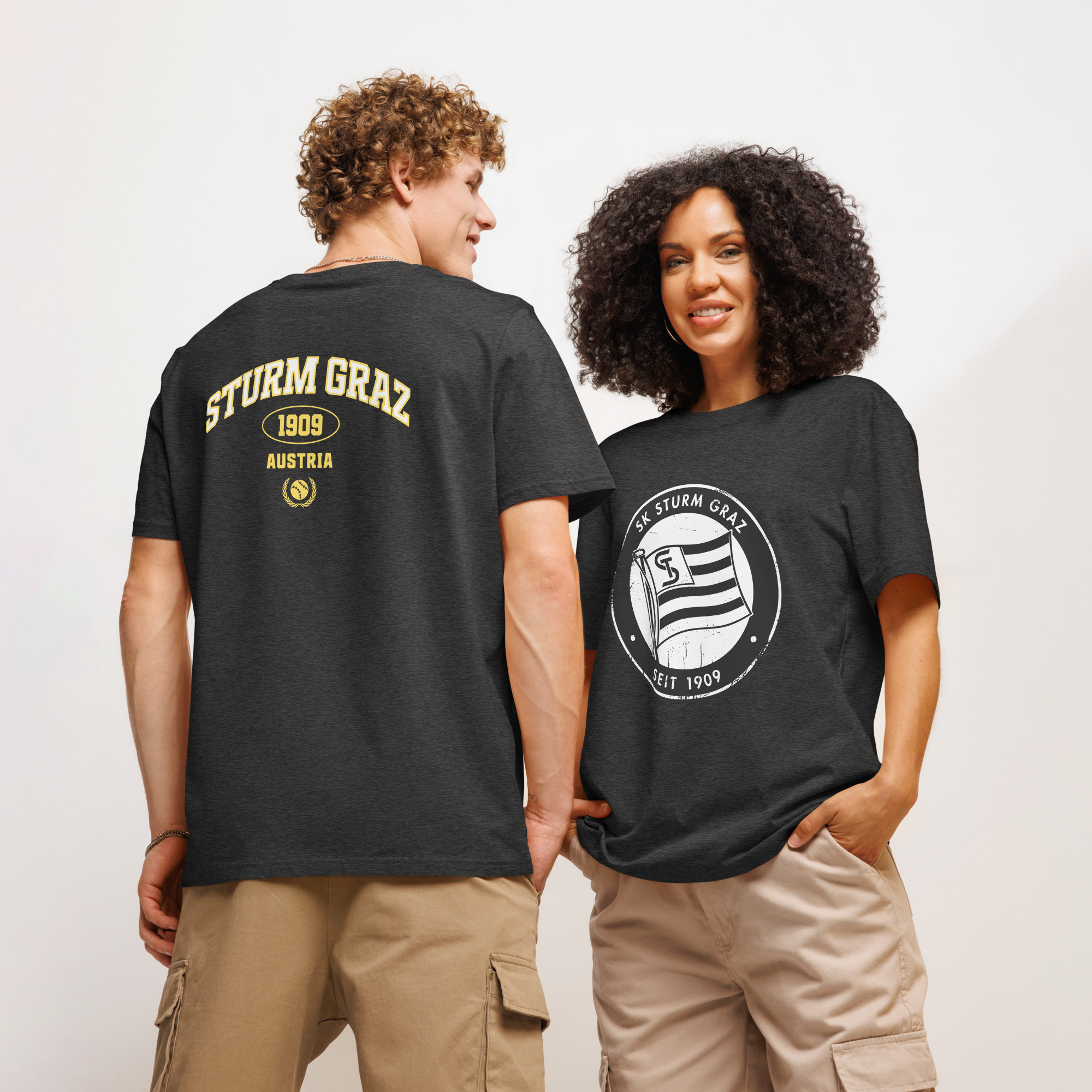 SK Sturm Graz 1909 Austria Unisex Organic Ribbed Neck T-Shirt | Sturm Graz Fan Tee - Image 15