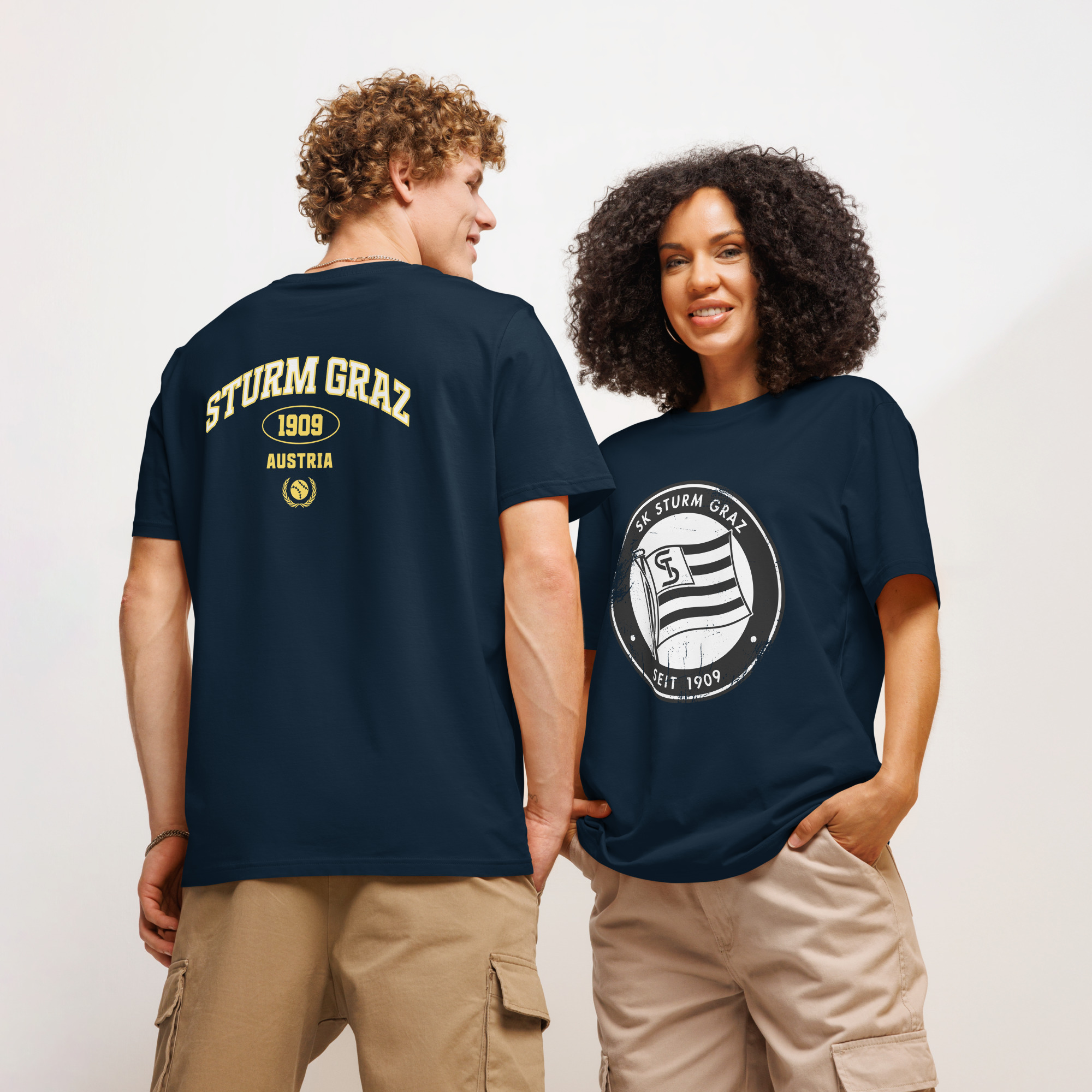 SK Sturm Graz 1909 Austria Unisex Organic Ribbed Neck T-Shirt | Sturm Graz Fan Tee - Image 14