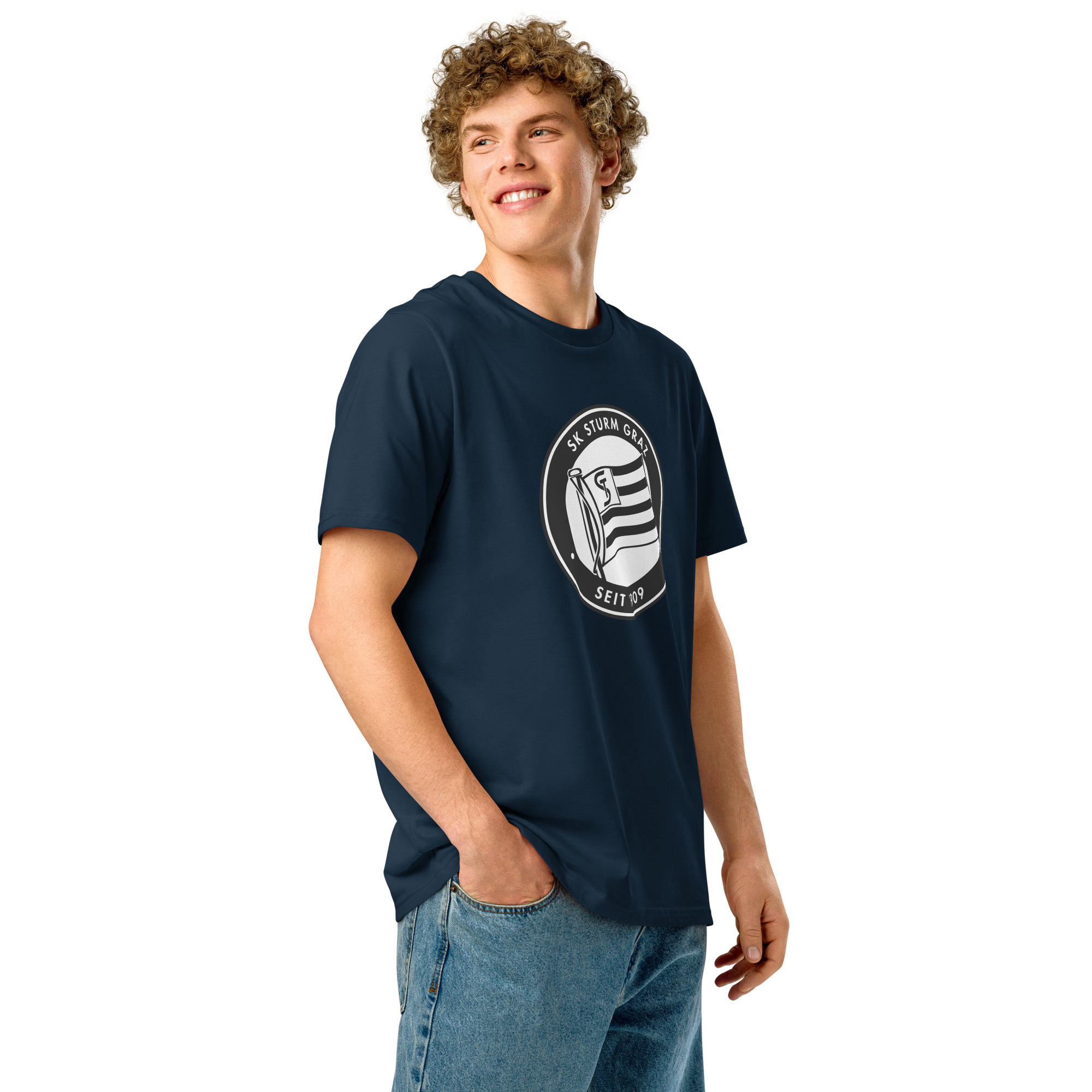 SK Sturm Graz Unisex Organic Ribbed Neck T-Shirt | Sturm Graz Fan Tee - Image 16