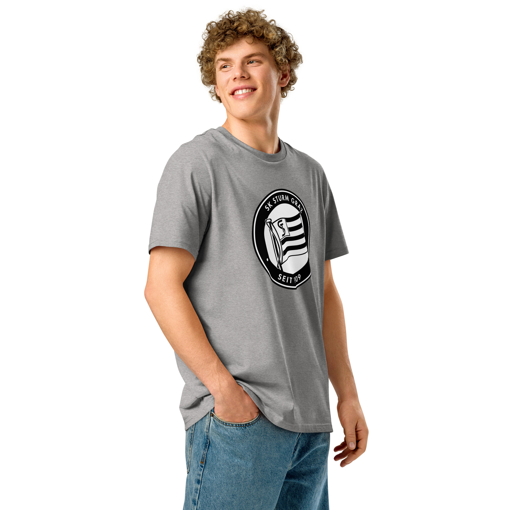 SK Sturm Graz Unisex Organic Ribbed Neck T-Shirt | Sturm Graz Fan Tee - Image 22