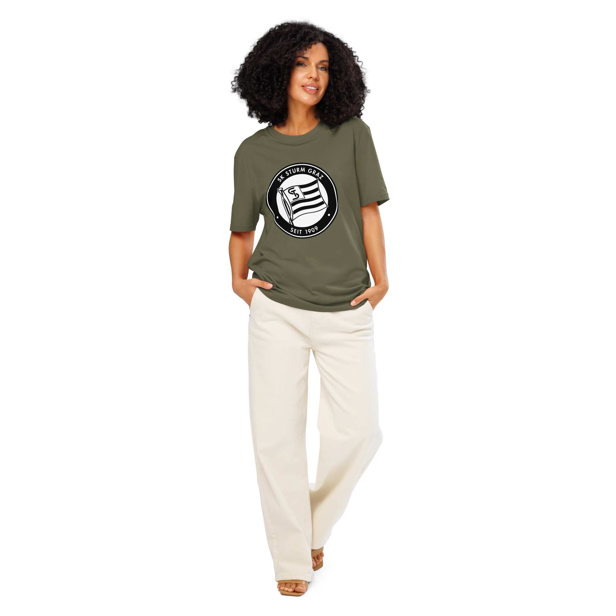 SK Sturm Graz Unisex Organic Ribbed Neck T-Shirt | Sturm Graz Fan Tee - Image 4