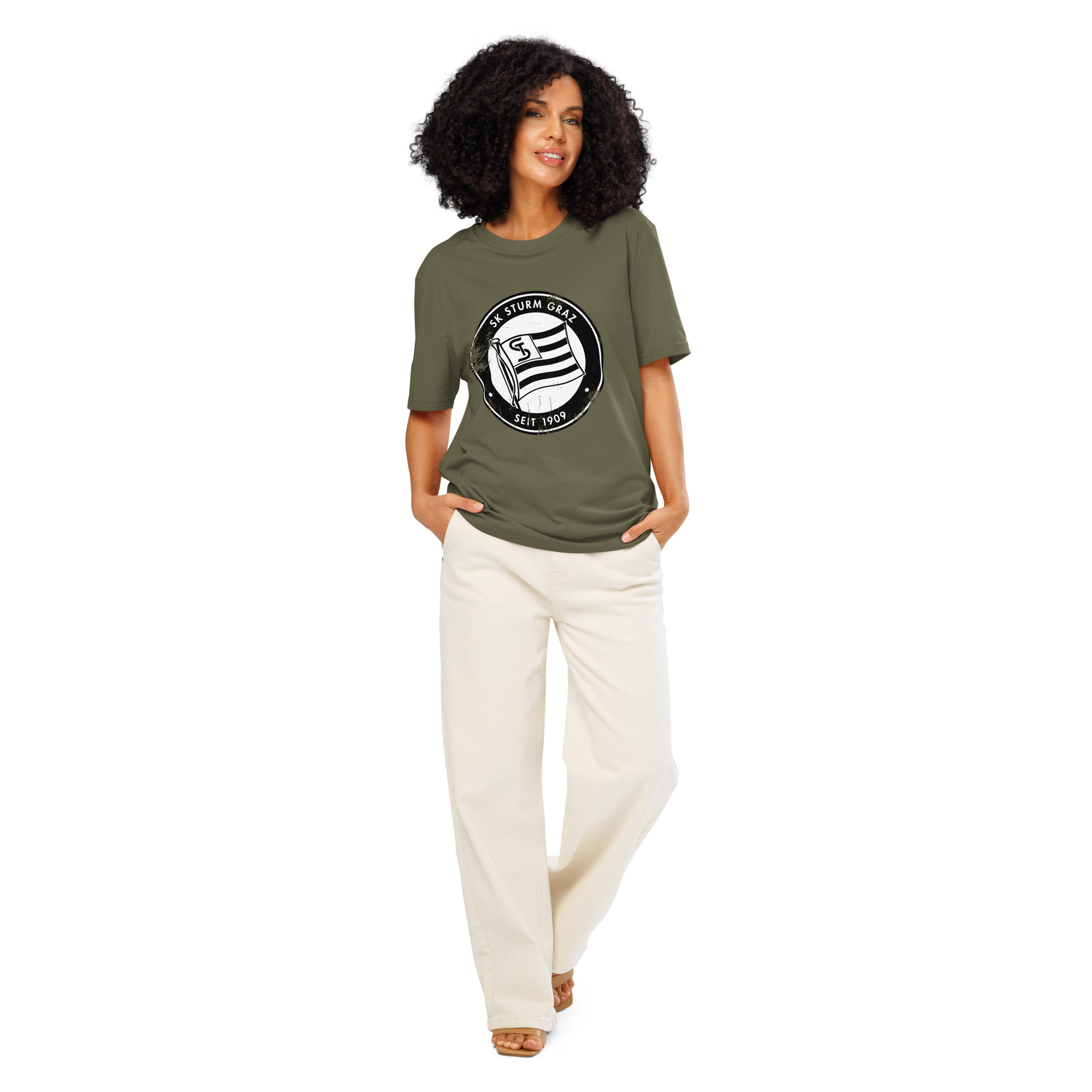 SK Sturm Graz 1909 Austria Unisex Organic Ribbed Neck T-Shirt | Sturm Graz Fan Tee - Image 7