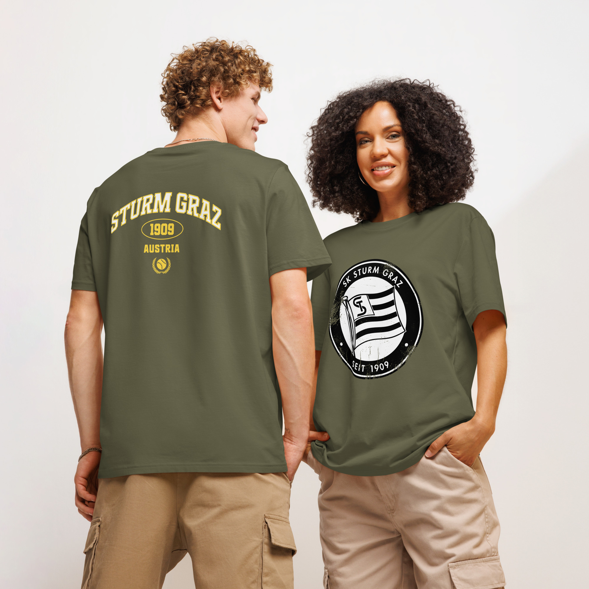 SK Sturm Graz 1909 Austria Unisex Organic Ribbed Neck T-Shirt | Sturm Graz Fan Tee - Image 16
