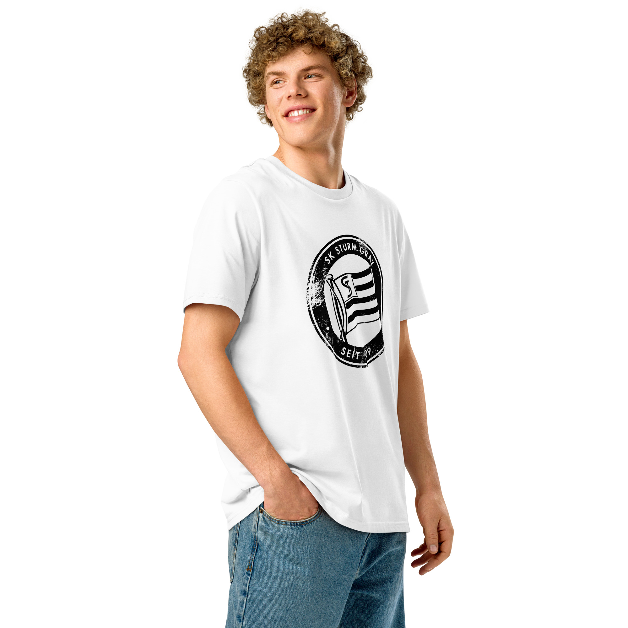 SK Sturm Graz 1909 Austria Unisex Organic Ribbed Neck T-Shirt | Sturm Graz Fan Tee - Image 11