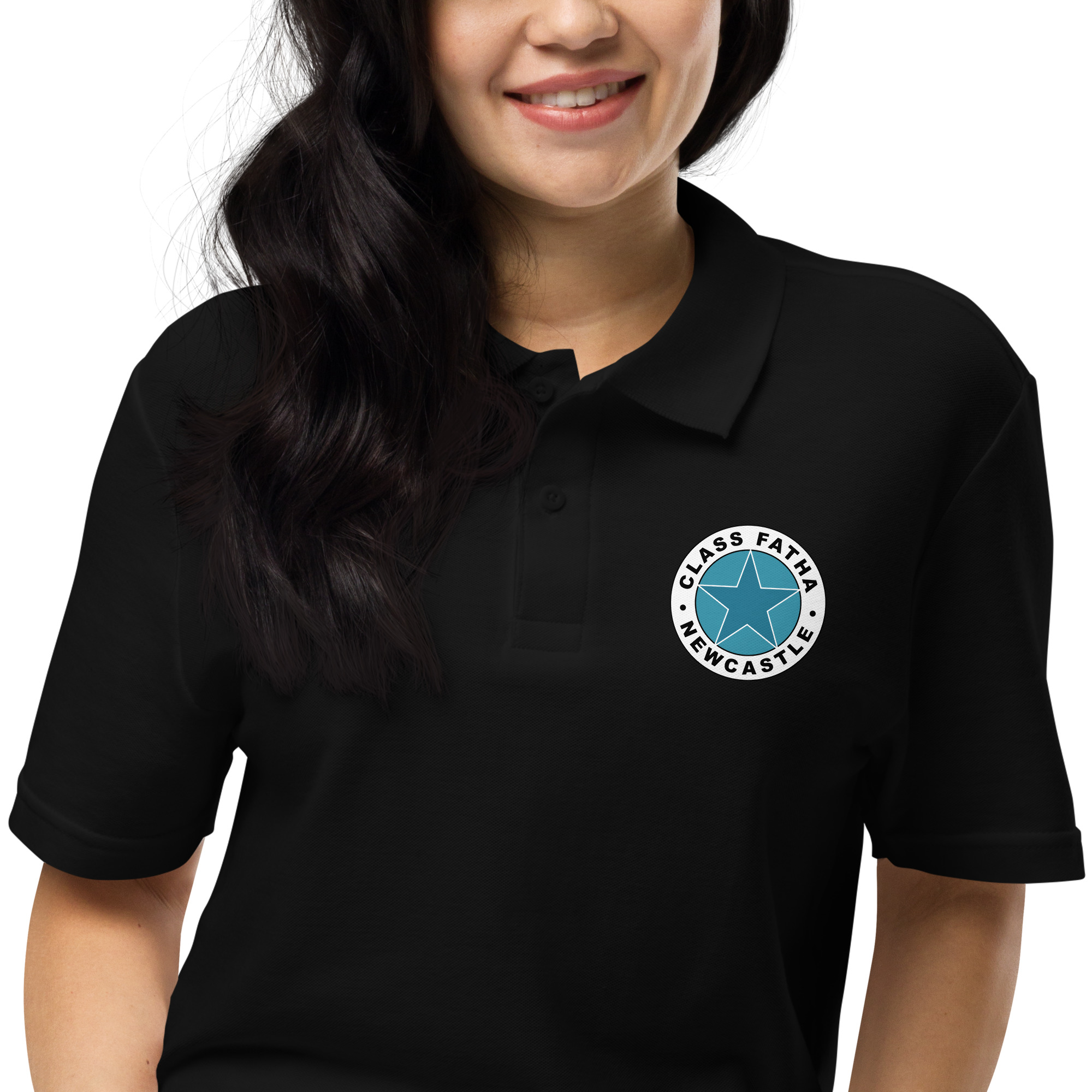 Newcastle Geordie Class Fatha Badge Unisex Pique Polo Shirt - Image 3