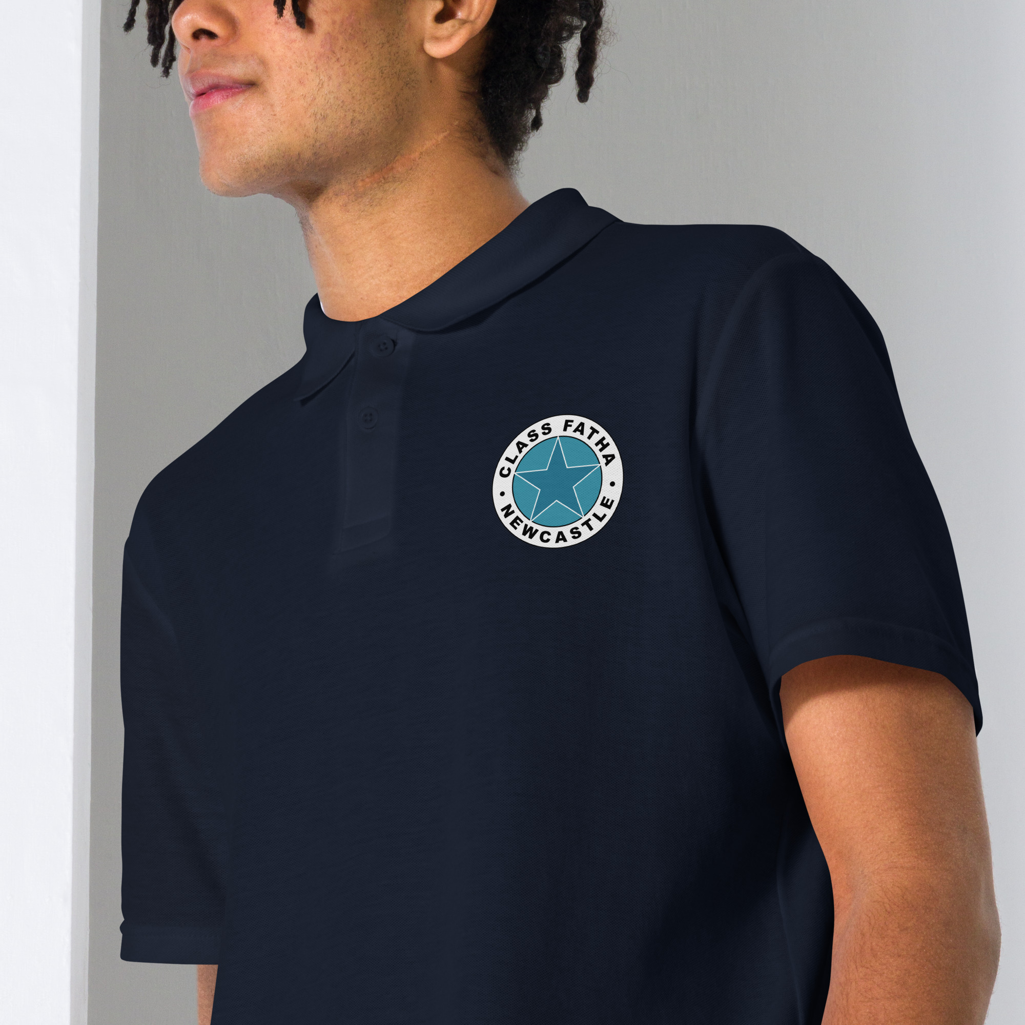 Newcastle Geordie Class Fatha Badge Unisex Pique Polo Shirt - Image 8
