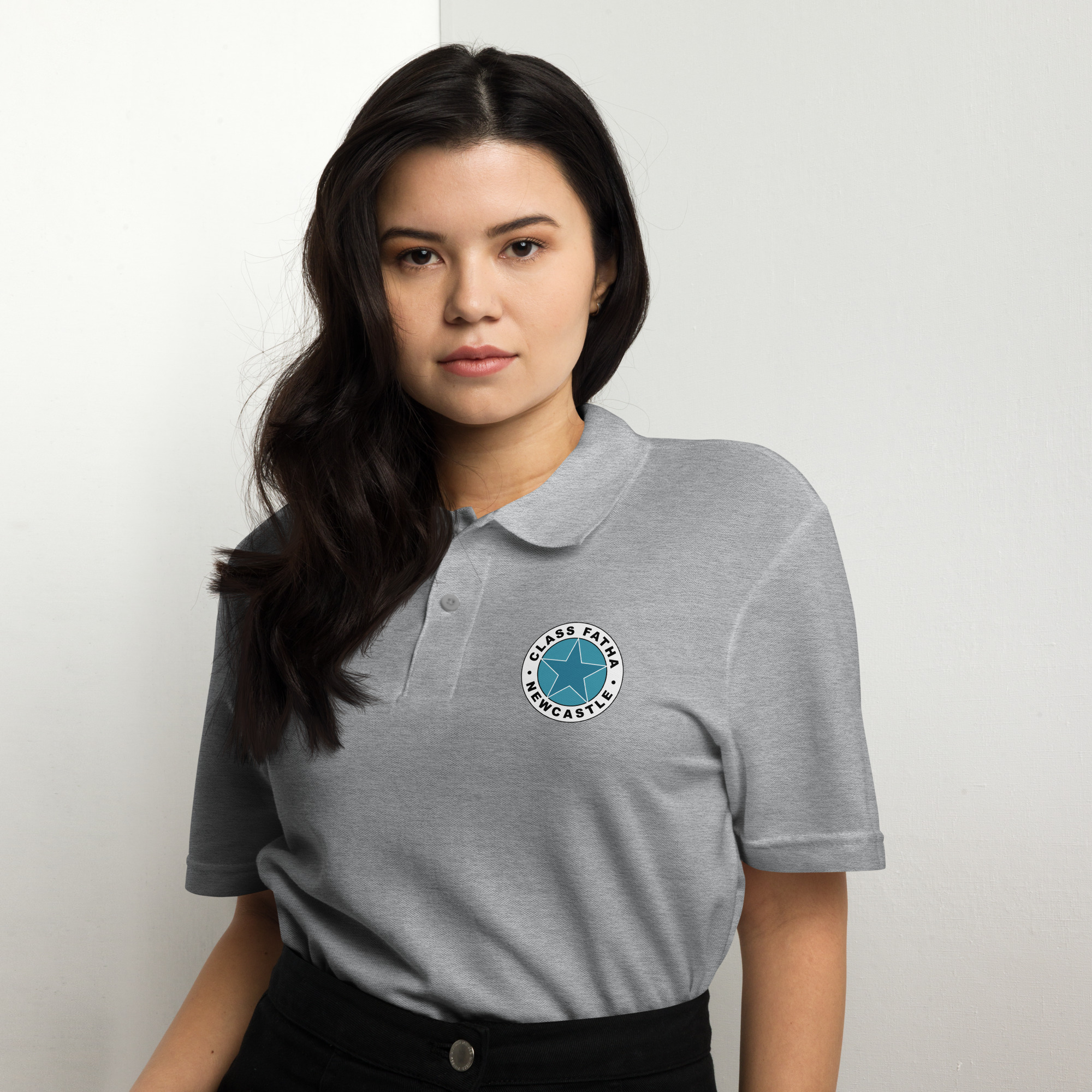 Newcastle Geordie Class Fatha Badge Unisex Pique Polo Shirt - Image 9