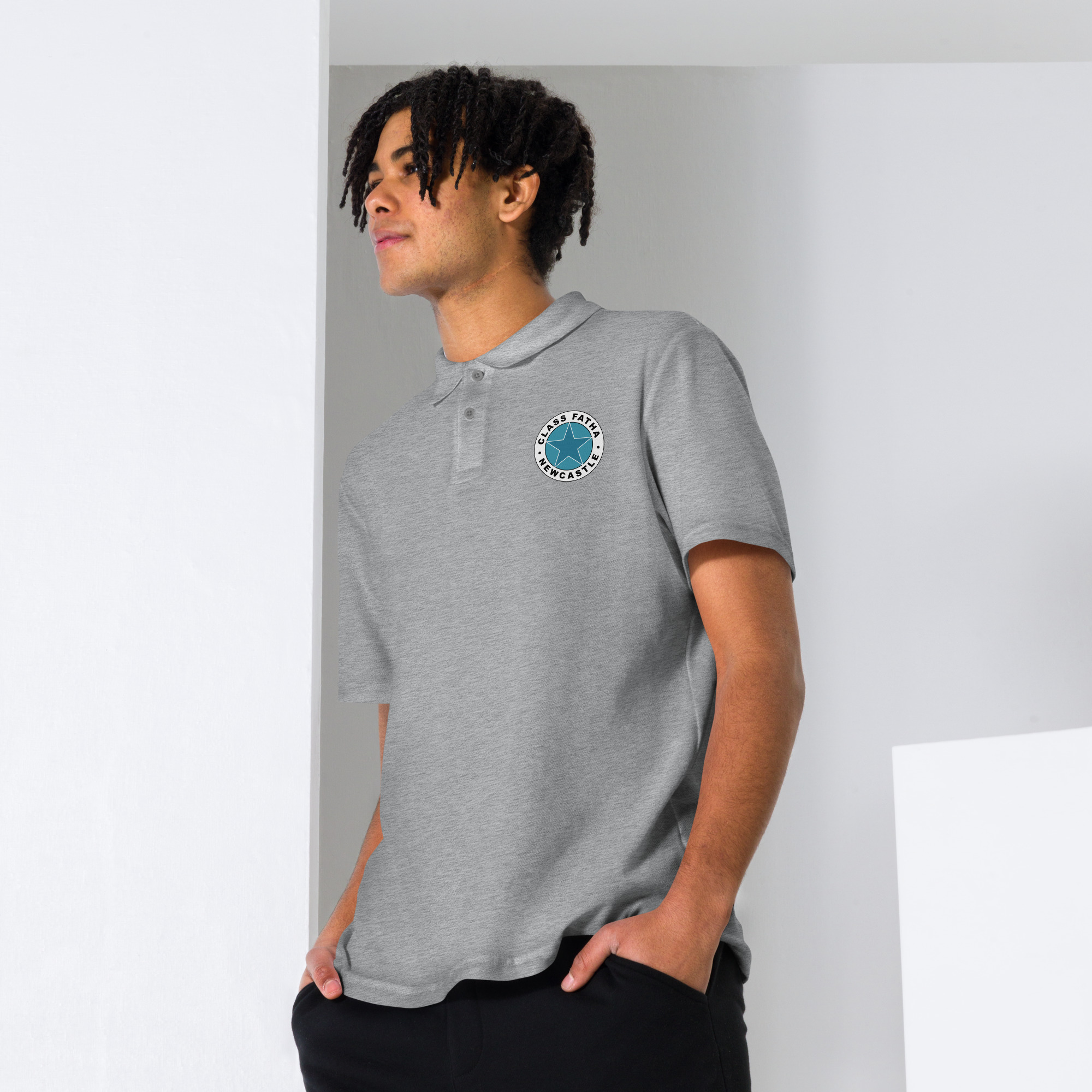 Newcastle Geordie Class Fatha Badge Unisex Pique Polo Shirt - Image 10