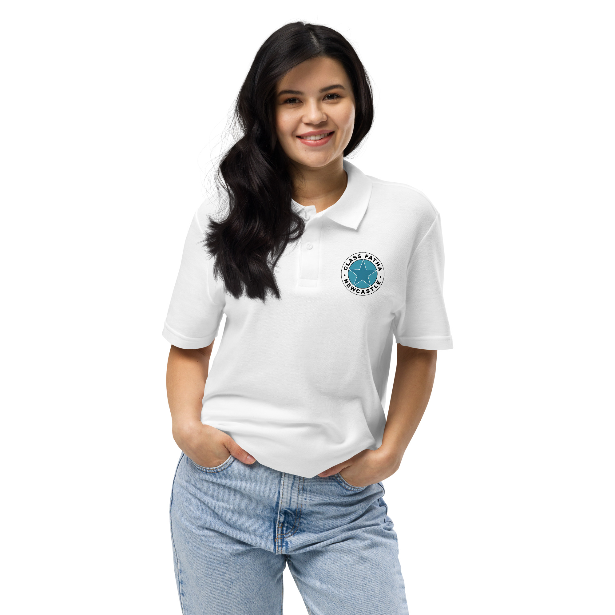 Newcastle Geordie Class Fatha Badge Unisex Pique Polo Shirt - Image 13