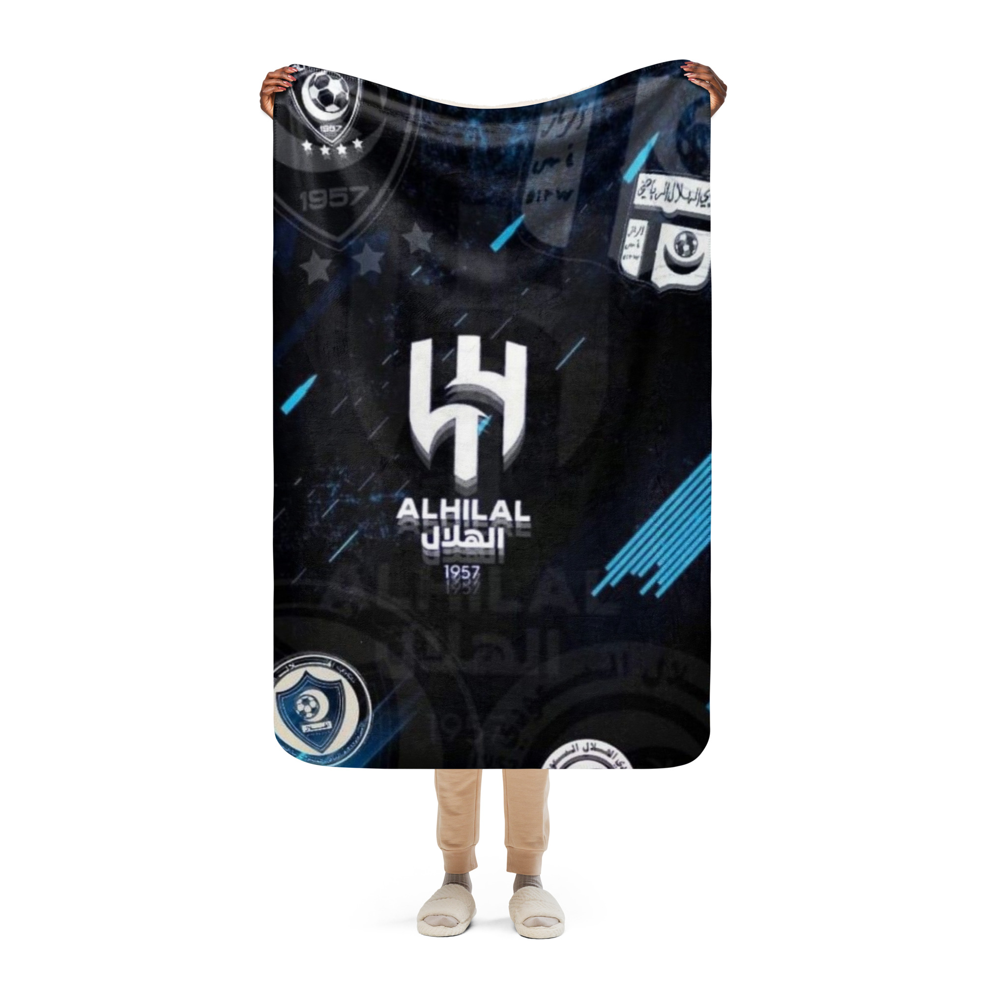 Al Hilal Saudi Club Blue Power Sherpa Blanket – Cozy Gift for Al Hilal Fans - Image 2