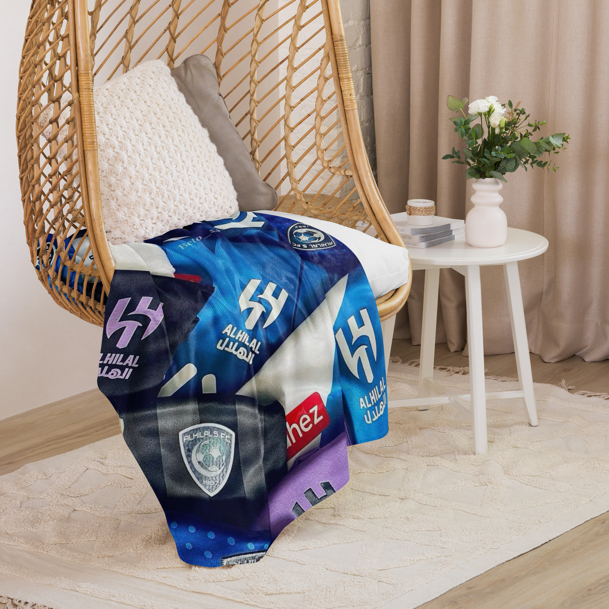 Al Hilal Saudi Club Blue Power All-In-One Sherpa Blanket – Al Hilal Football Fan Gift