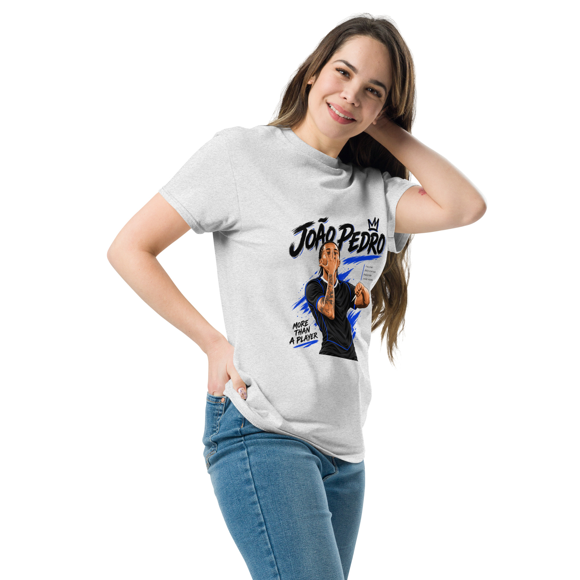 João Pedro Football Fan T-Shirt – Blue & Black Soccer Graphic Tee, Football Supporter Gift - Image 4